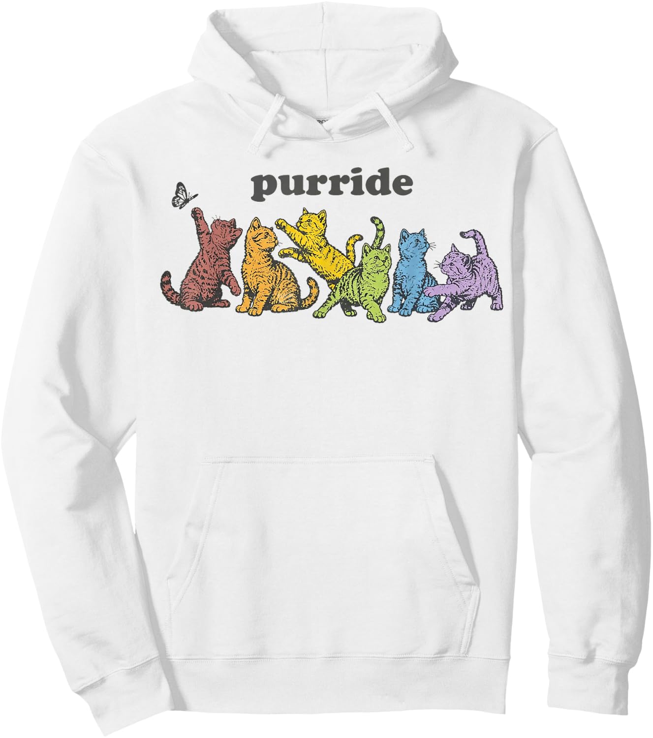 Purride Cats LGBTQ Rainbow Pride Month Pet Lover Hoodie - Hoodie | White