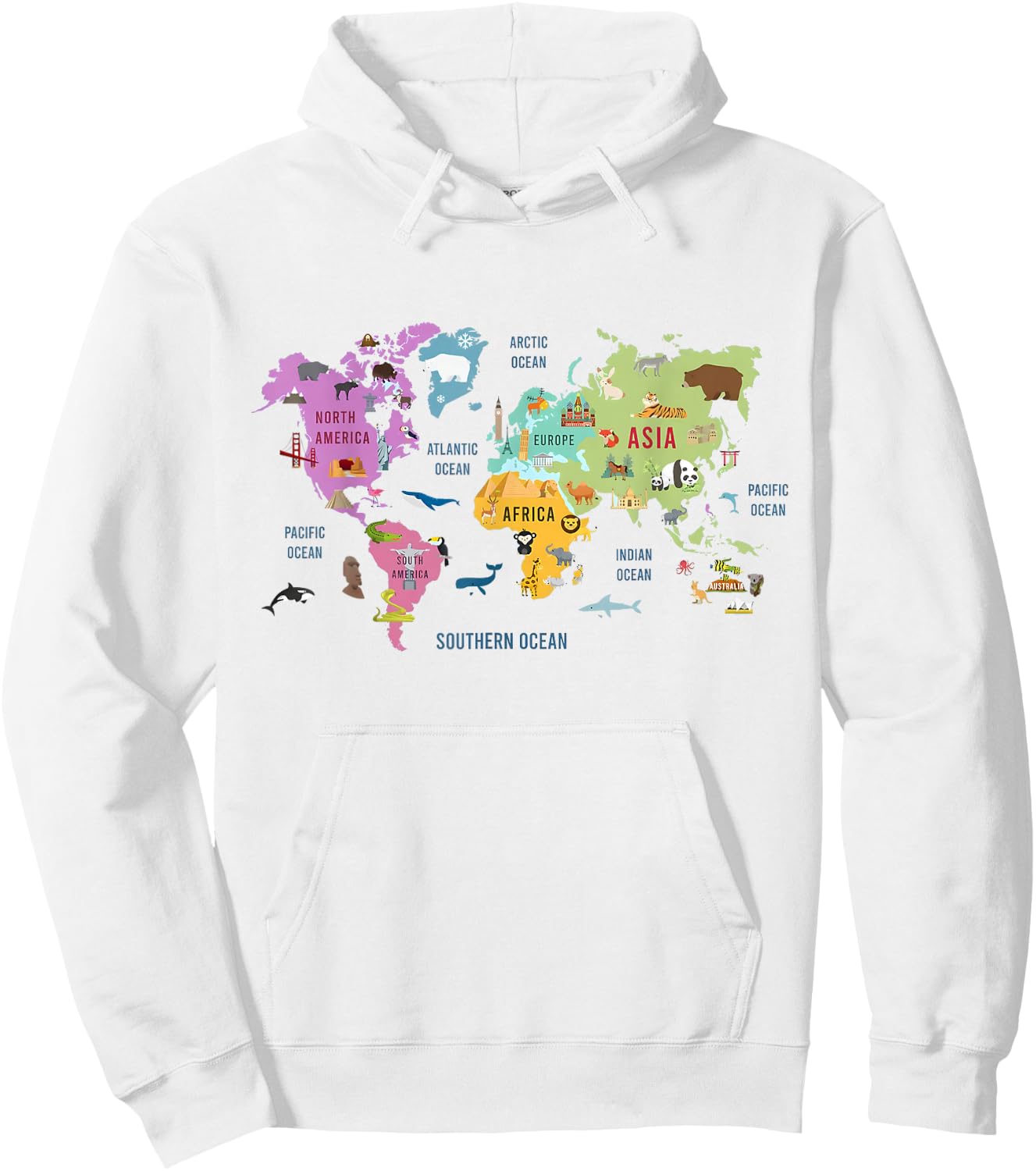 Countries Flags Girls, World maps Kids, World maps Boys. Hoodie - Hoodie | White