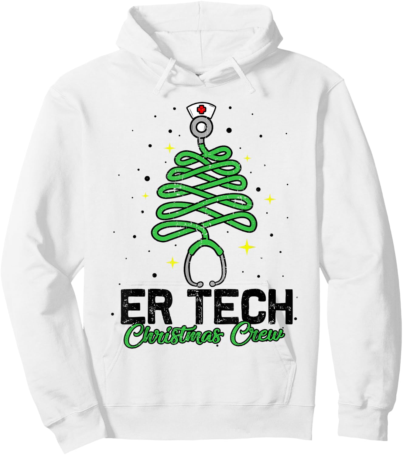 ER Tech Christmas Crew Cute Christmas Tree Xmas Lights Nurse Hoodie - Hoodie | White