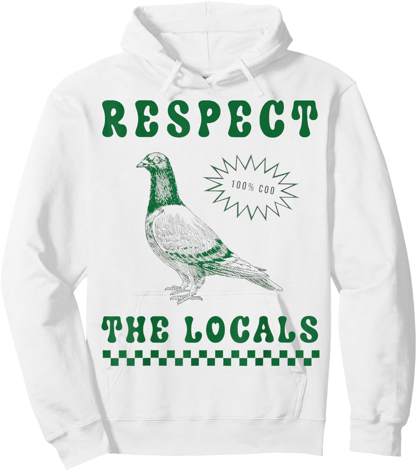 Respect The Local Pigeon Funny Retro Pigeon Lover , White Hoodie - Hoodie | White