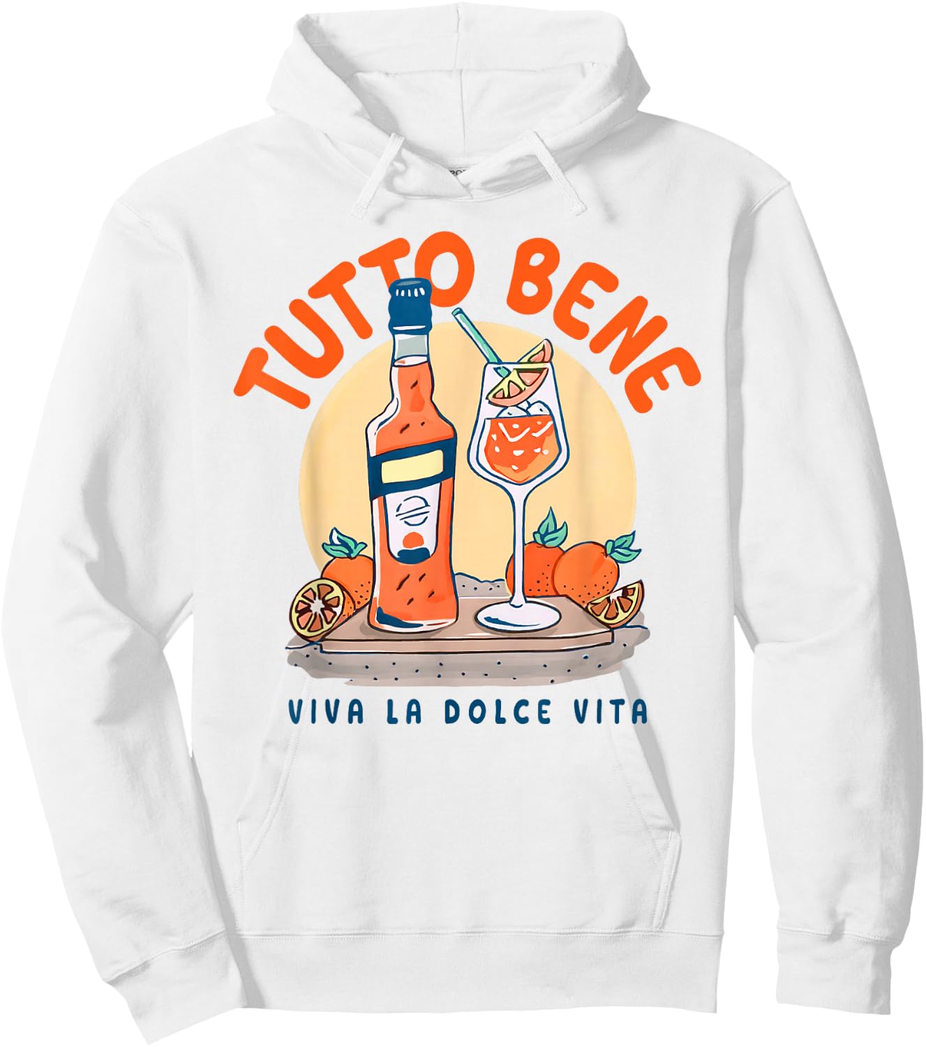 TUTTO BENE X VIVA LA DOLCE VITA APEROLIES SPRITZ CLUB , White Hoodie - Hoodie | White