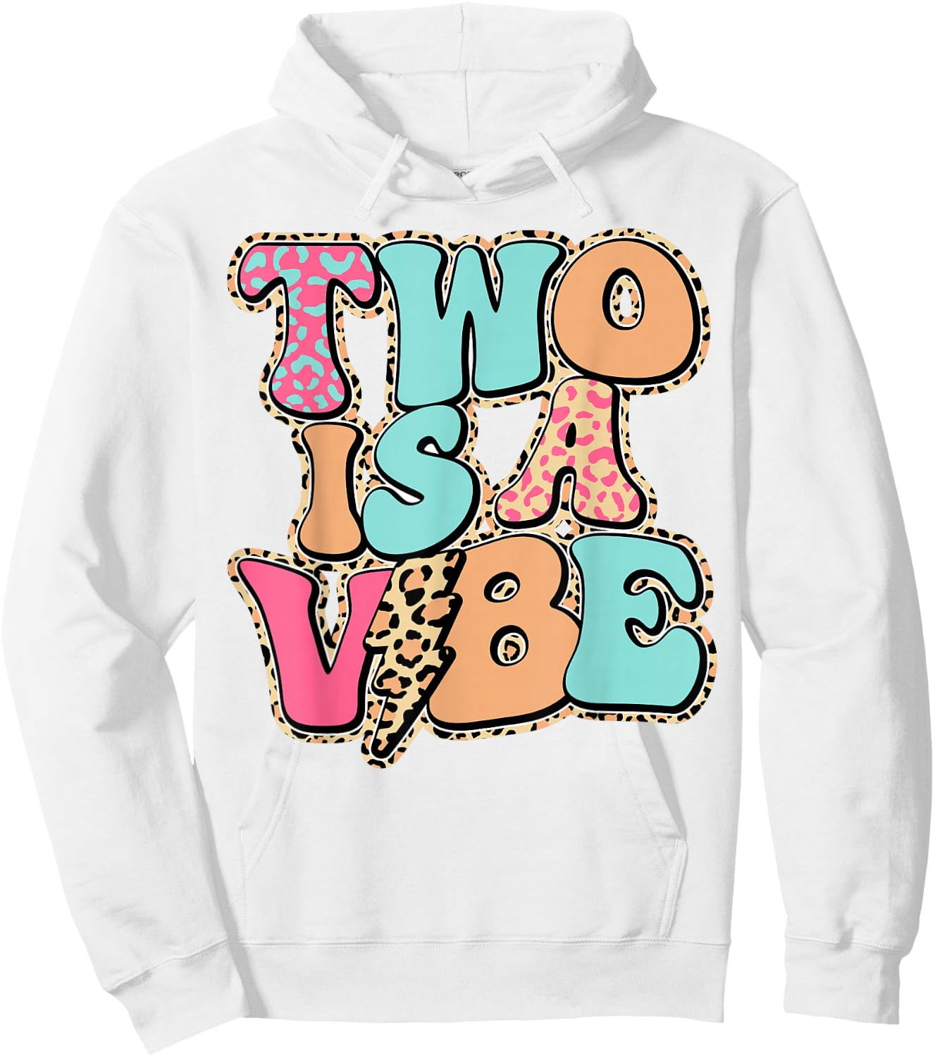 Two is A Vibe Girl Birthday Party Flower Leopard Hoodie - Hoodie | White