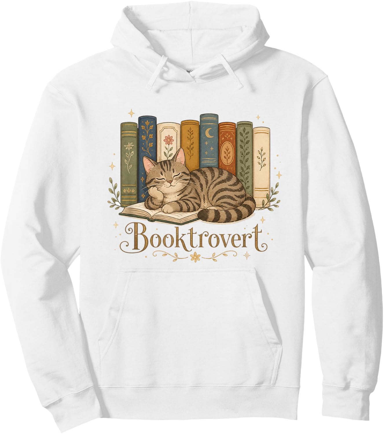 Reading Book Lover Cute Cat Mom Librarian Booktrovert Hoodie - Hoodie | White