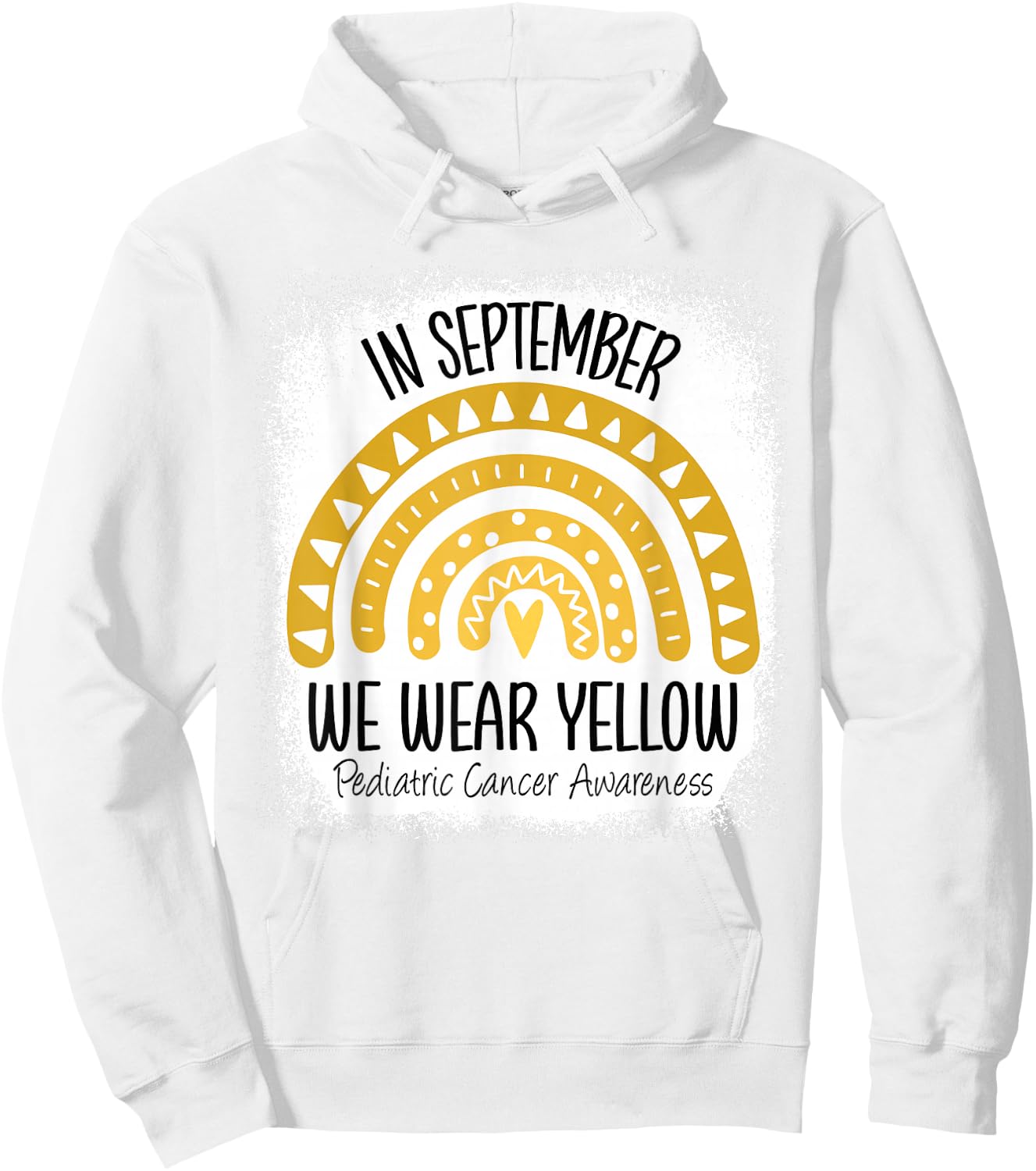 Rainbow September We Wear Yellow Pediatric Cancer Awareness Hoodie - Hoodie | White