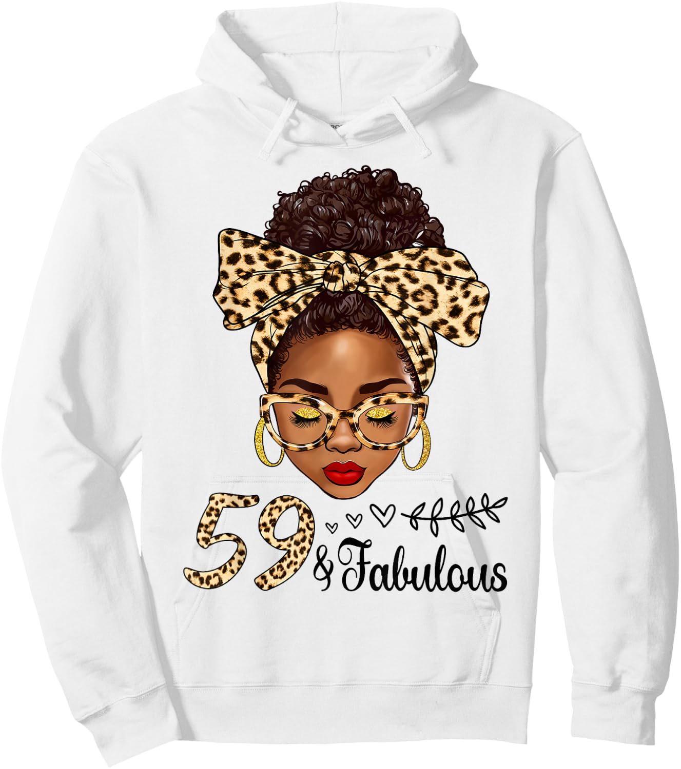 59 And Fabulous Afro Messy Bun 59th Birthday Black Women Hoodie - Hoodie | White