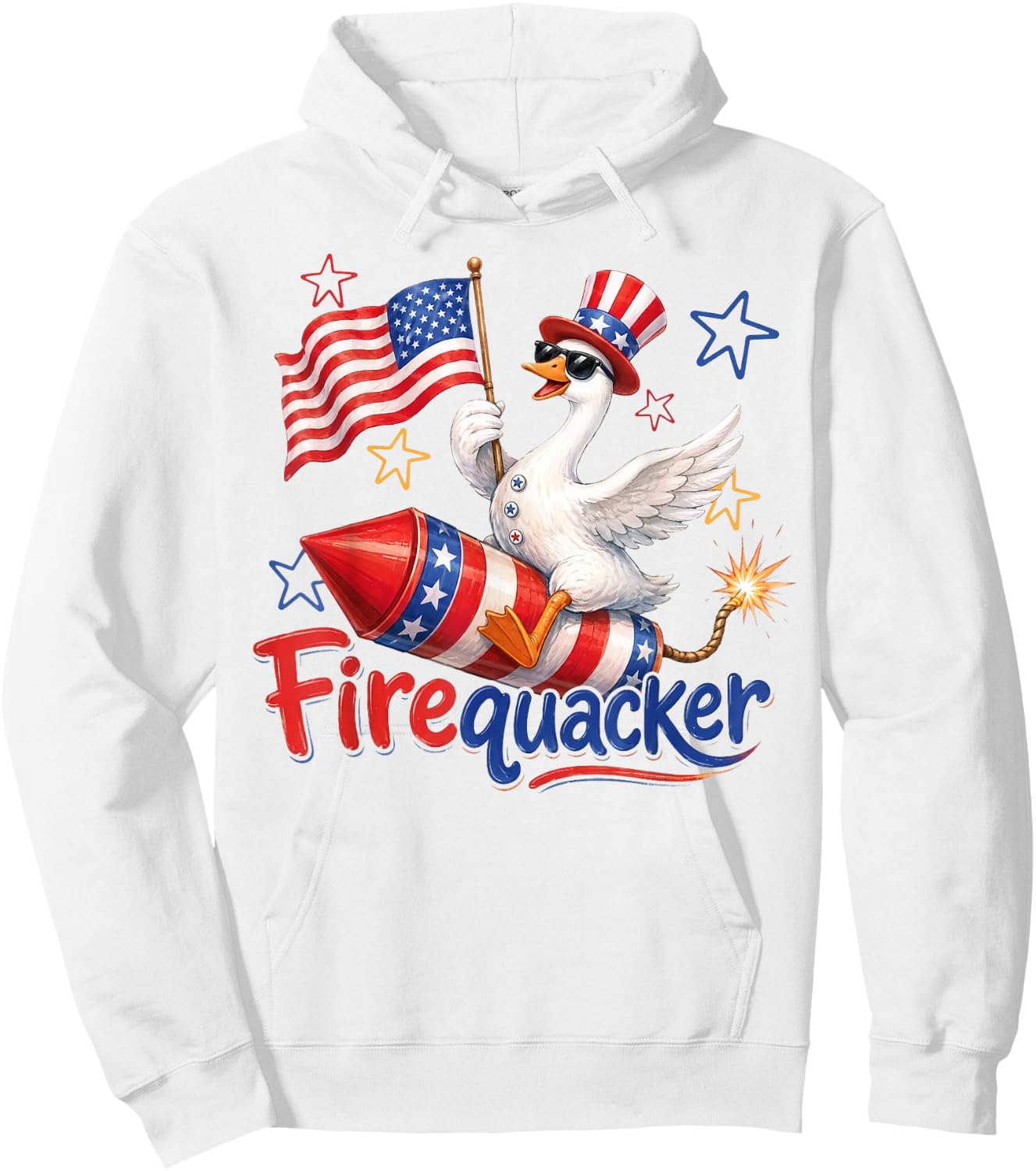 Did Someone Say Firequacker Funny Patriotic Goose 4th July Hoodie - Hoodie | White