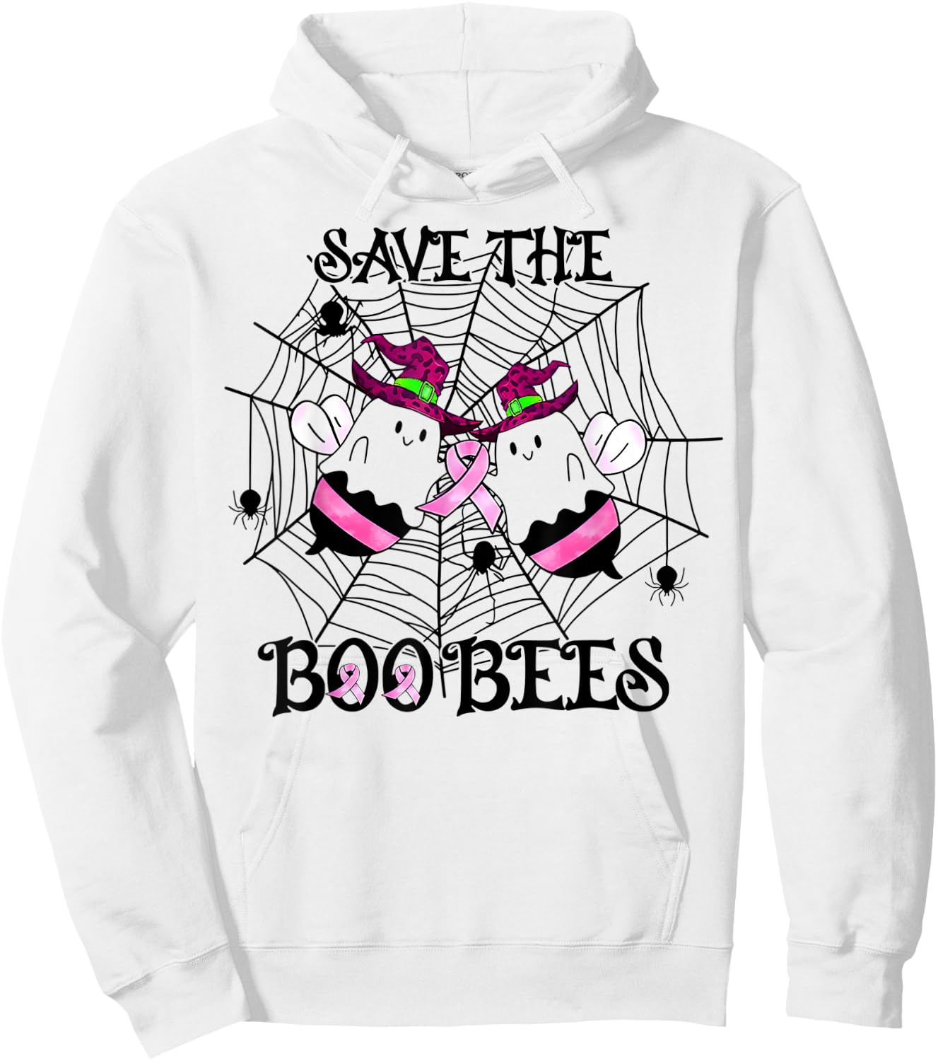 Save The Boo Bees Breast Cancer Awareness Halloween Hoodie - Hoodie | White