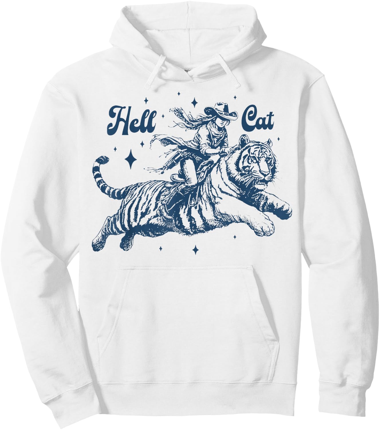Cowgirl riding tiger Hell cat Vintage Hoodie - Hoodie | White