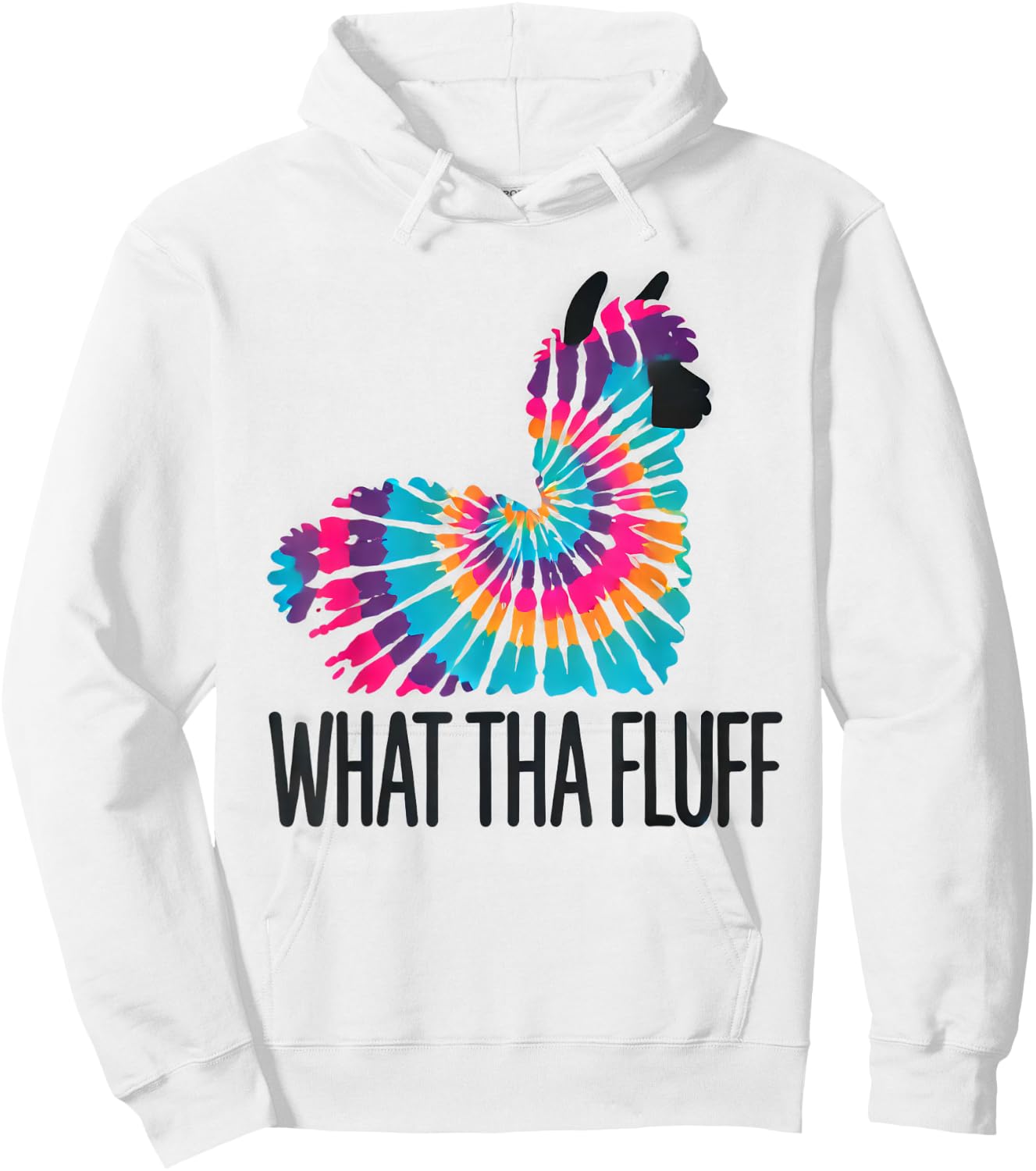 What Tha Fluff Alpaca Tie Dye Funny Fluffy Animal Hoodie - Hoodie | White