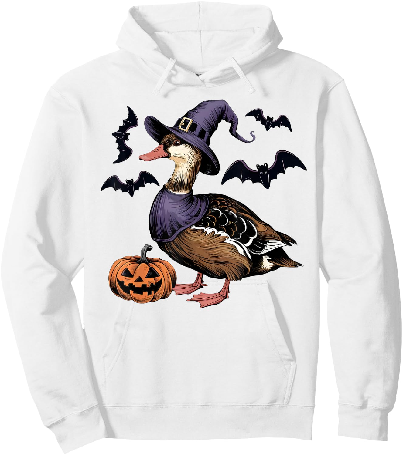 Muscovy Duck Bird Halloween Costume Scary Pumpkin Bat Witch Hoodie - Hoodie | White
