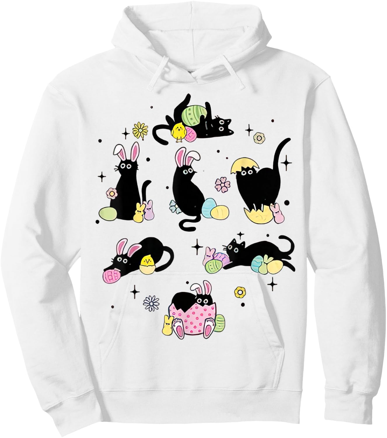 Funny Easter Black Cat Easter Day Cat Egg Hoodie - Hoodie | White