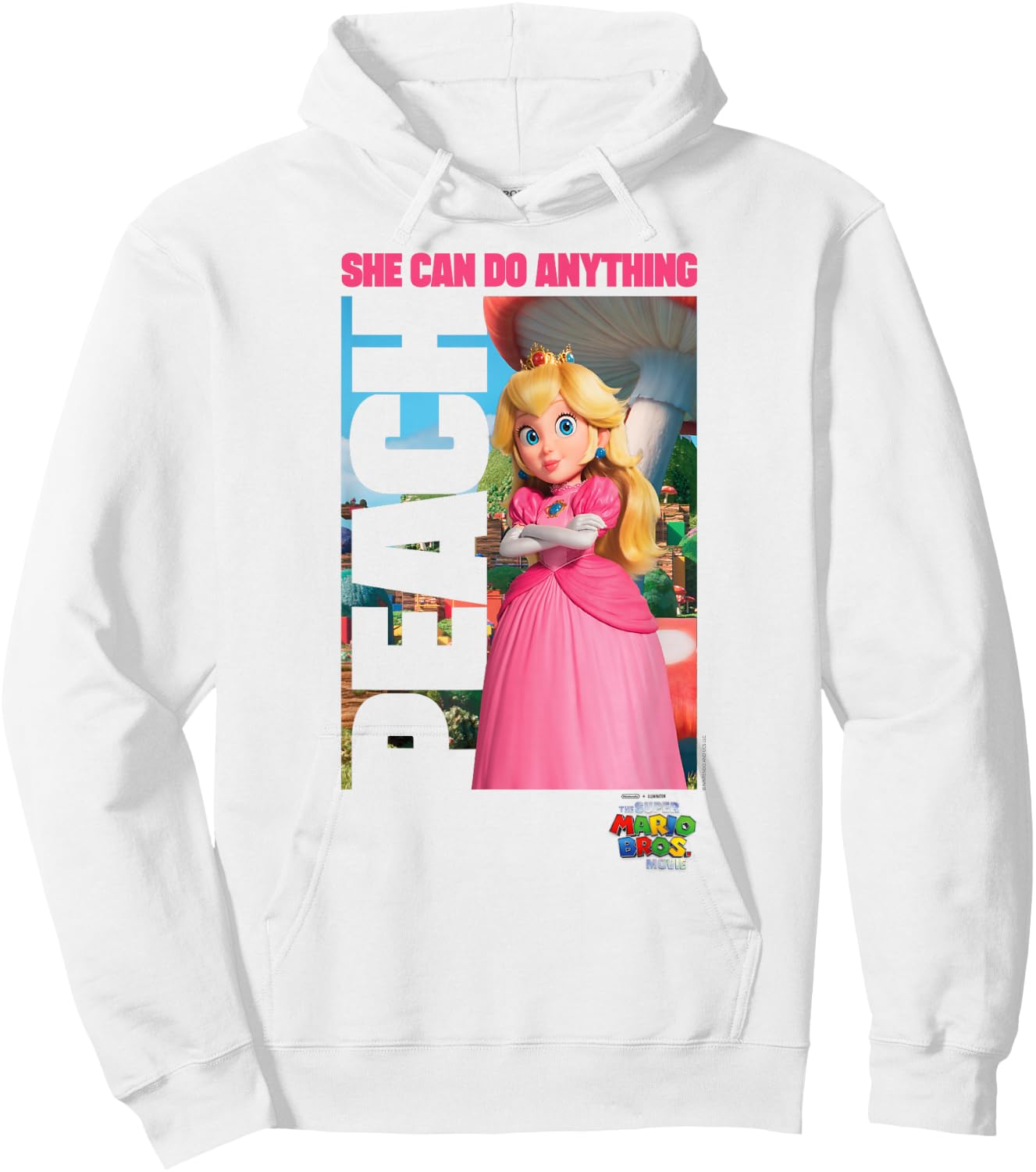 The Super Mario Bros. Movie She Can Do Anything Peach Poster , White Hoodie - Hoodie | White
