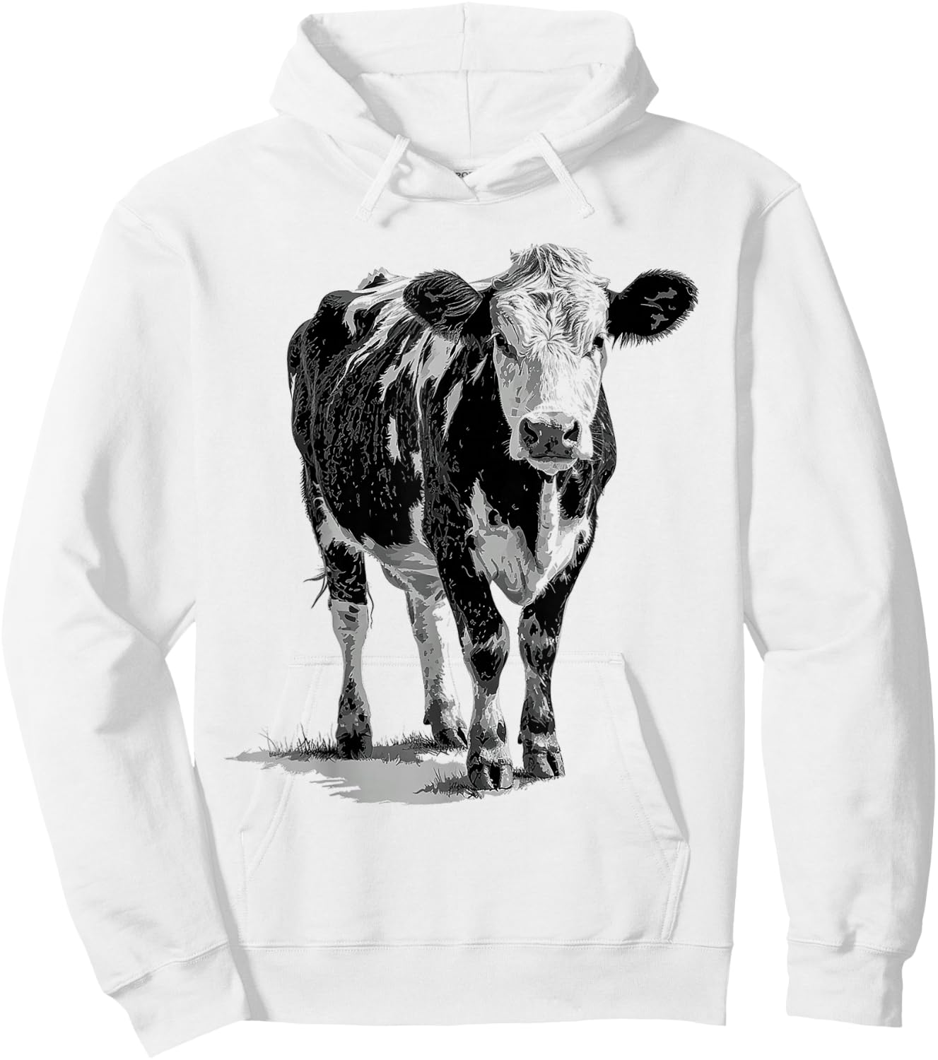 Cow Animal Print Motif Drawing Artwork Cow , White Hoodie - Hoodie | White