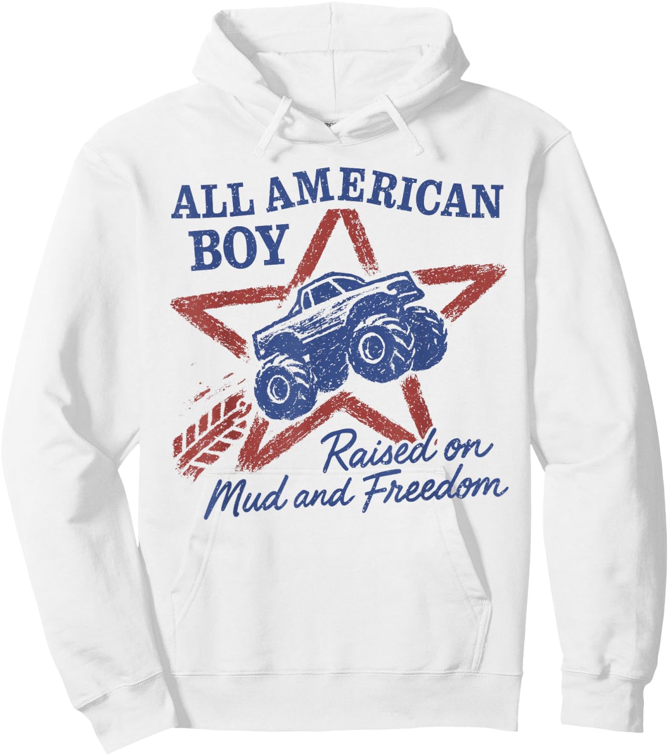 All American Boy 4th of July USA Family Matching Kids Truck Hoodie - Hoodie | White