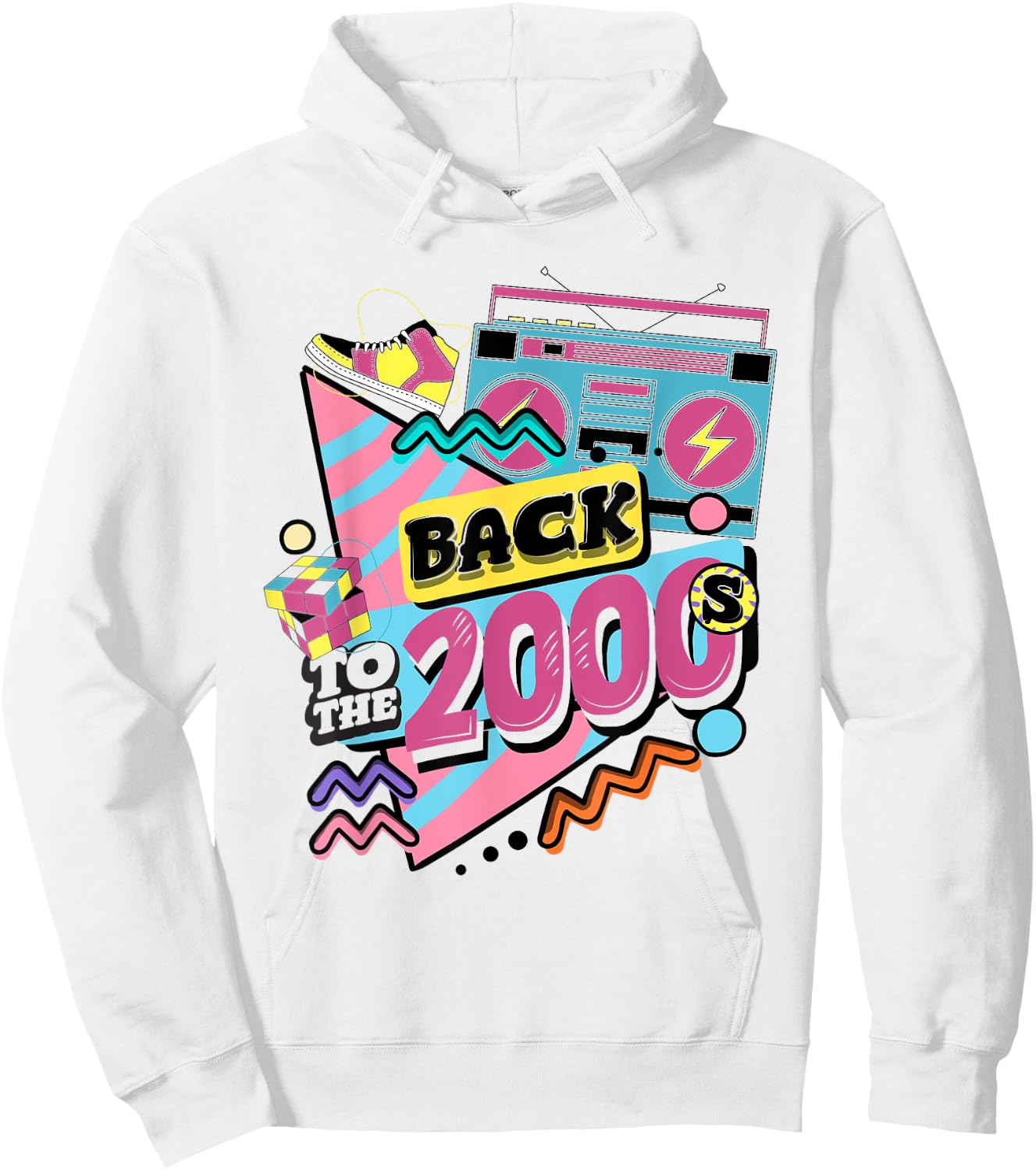 Back to the 2000s Vintage Two Thousand Retro 00s , White Hoodie - Hoodie | White