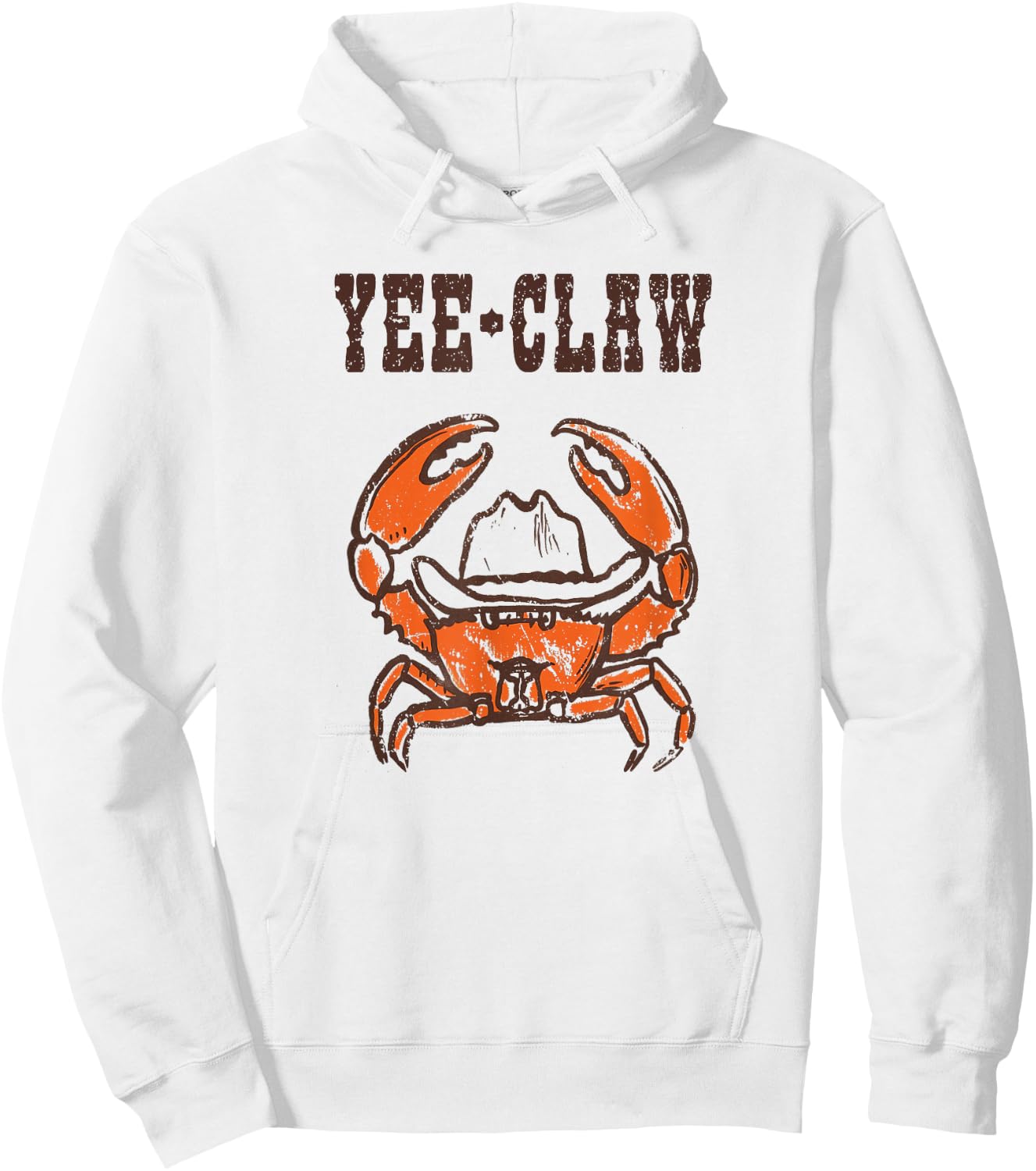Yee-Claw Funny Southern Western Cowboy Crab Meme Hoodie - Hoodie | White
