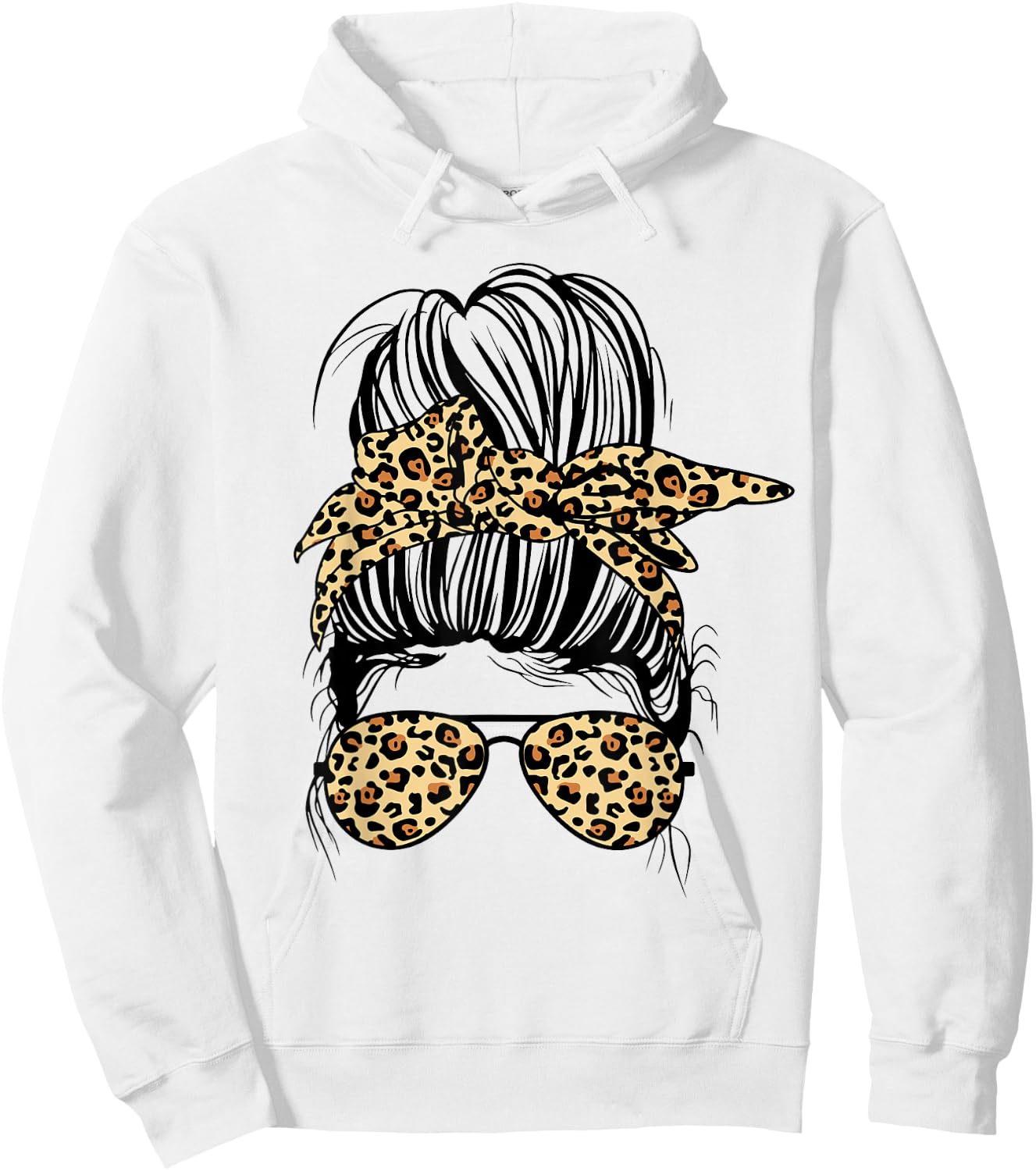 Leopard Mom Life Messy Bun Women's Hoodie - Hoodie | White
