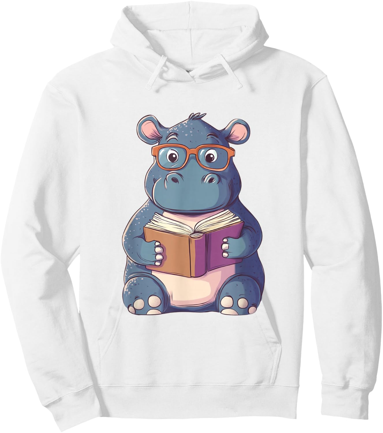 Hippo Reading Book for Boys Girls Kids Bookworm Hoodie - Hoodie | White
