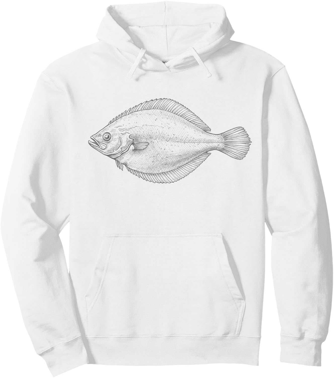 Vintage Fluke Fish Flounder Drawing Art Design Hoodie - Hoodie | White
