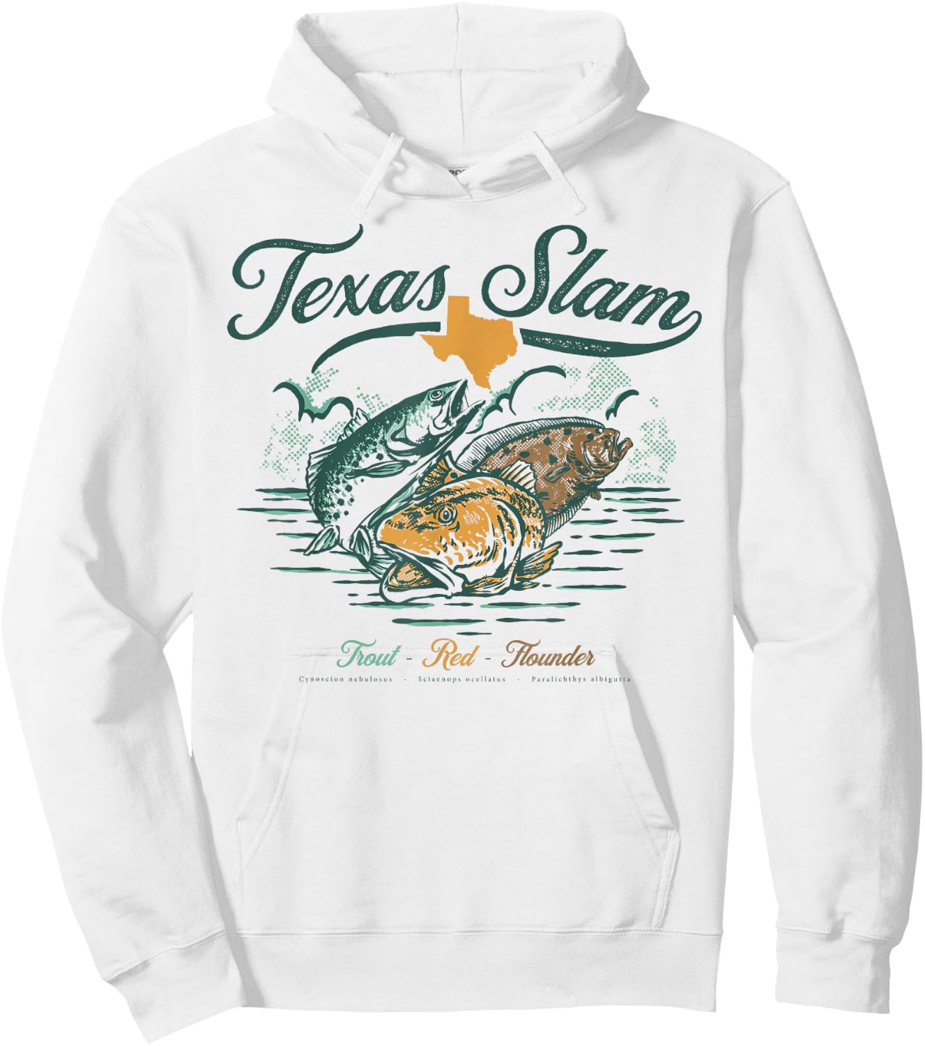 Gulf Coast Fishing Texas Slam - Trout Red Flounder Hoodie - Hoodie | White