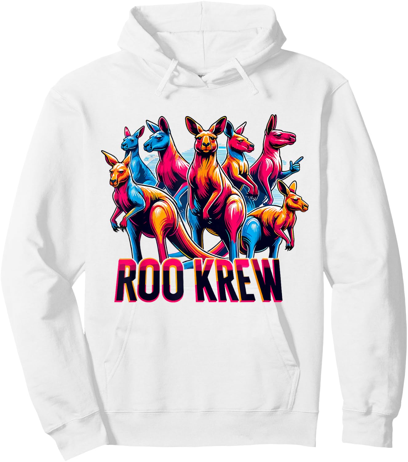 Roo Krew Funny Aussie Outback Kangaroo Humor Hoodie - Hoodie | White