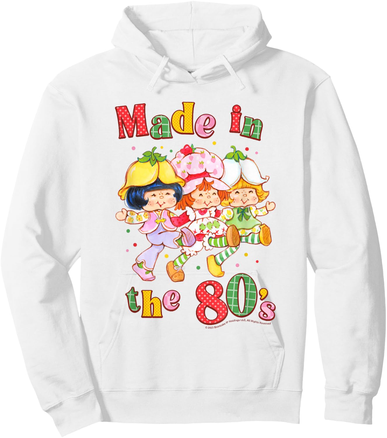 Strawberry Shortcake Made in The Eighties Patchwork Logo Hoodie - Hoodie | White