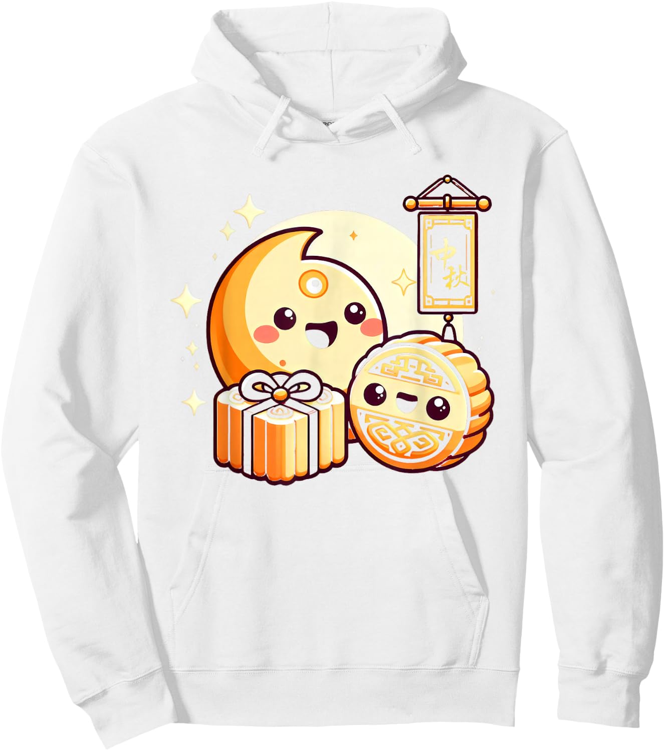 Chinese Mid Autumn Moon Rabbit MoonCake Festival Zhongqiu Hoodie - Hoodie | White