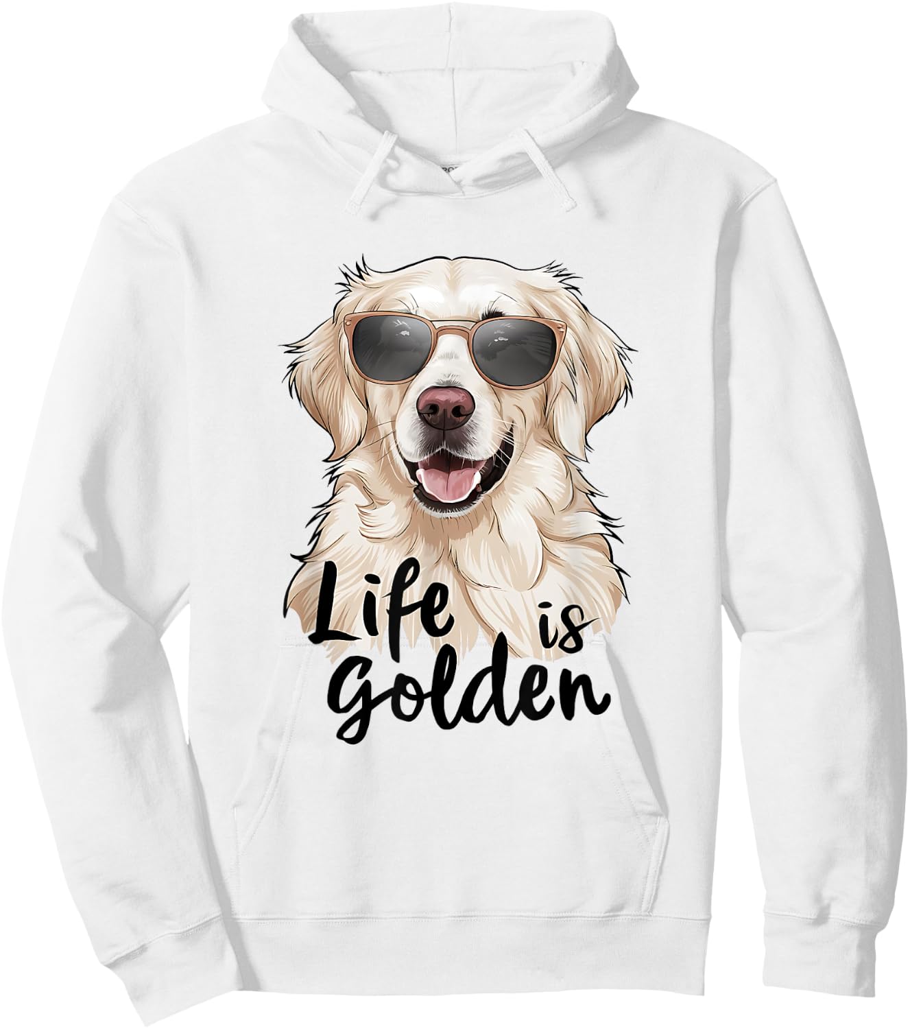 Life is Golden White English Cream Golden Retriever Cute Dog Men Women Girls Kids Hoodie - Hoodie | White