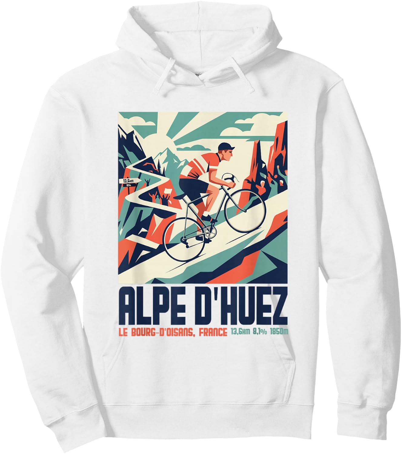 Alpe d'Huez Französische Alpen Frankreich Rennrad Hoodie - Hoodie | White