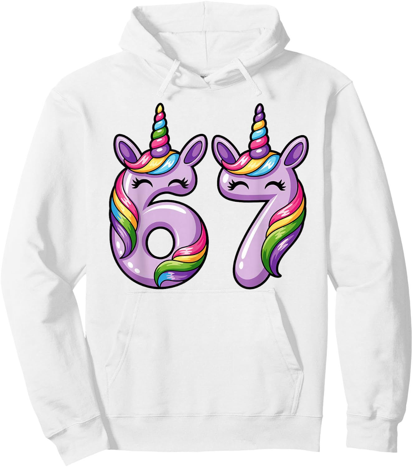 67 Six Seven 6 7 Meme Licorns Funny Boy Girl Kids Hoodie - Hoodie | White