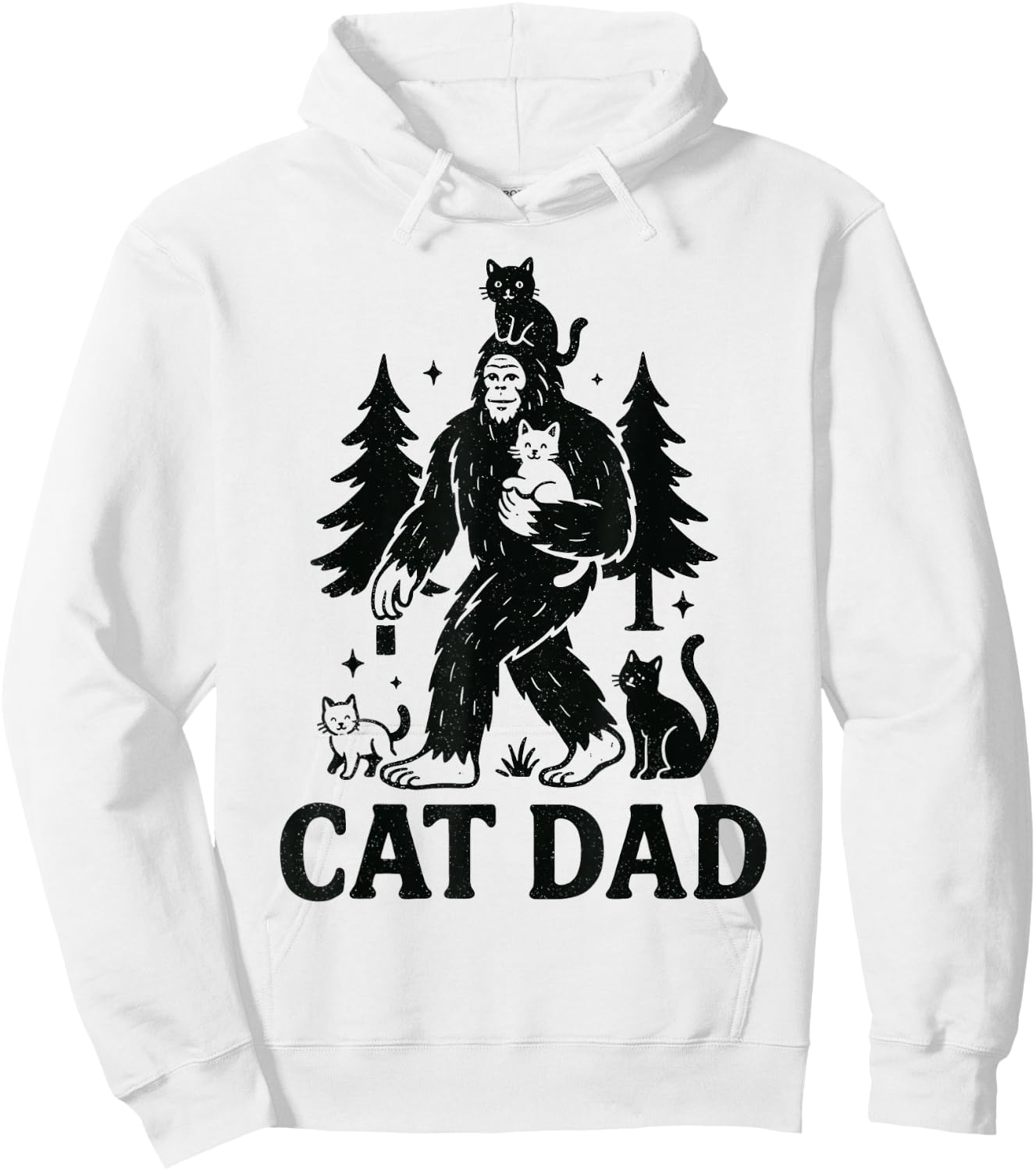 Cat Dad Bigfoot Cat Lover Funny Sasquatch Art Hoodie - Hoodie | White