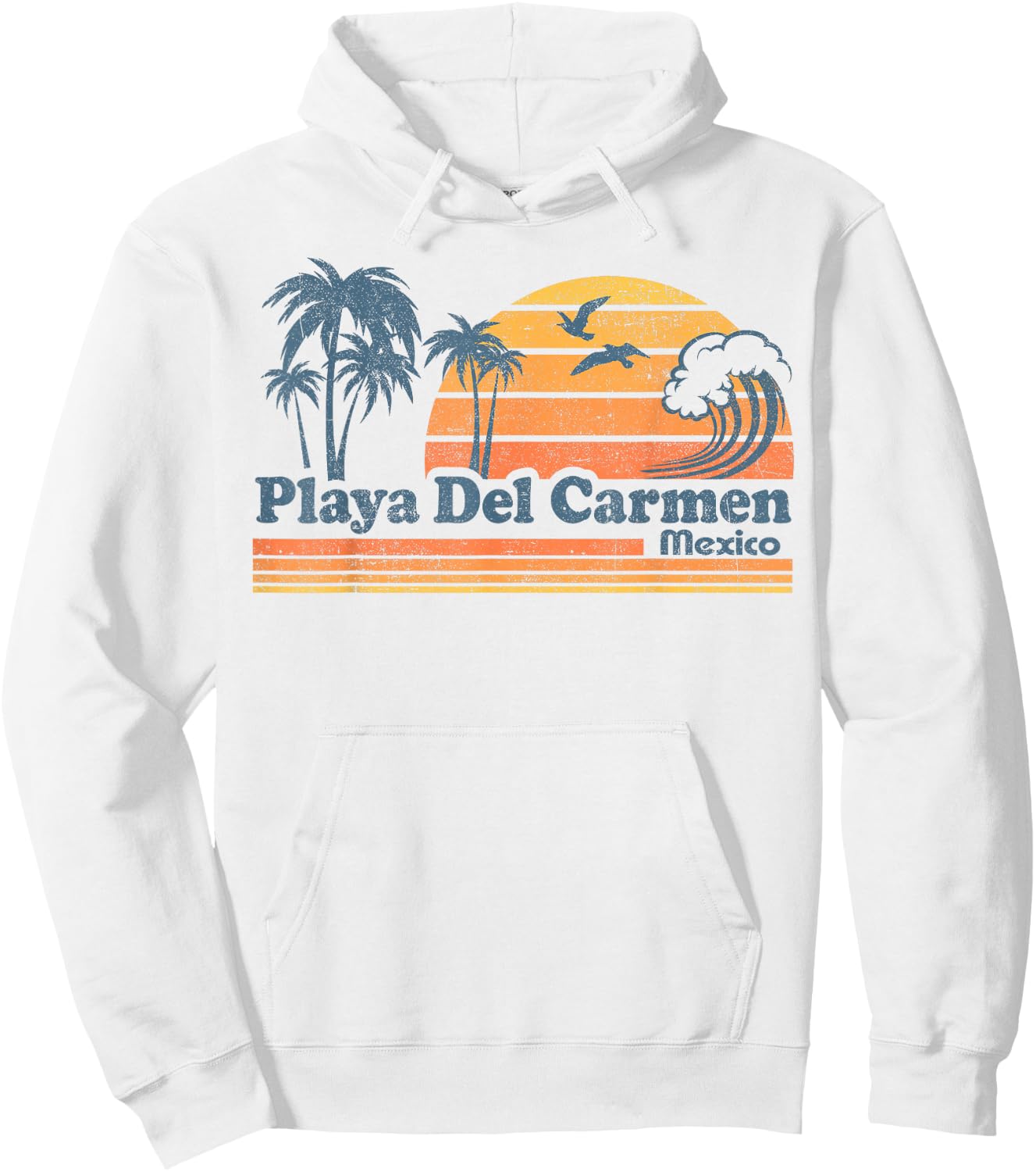 Playa Del Carmen Mexico Beach Summer Vacation Vintage Retro Hoodie - Hoodie | White