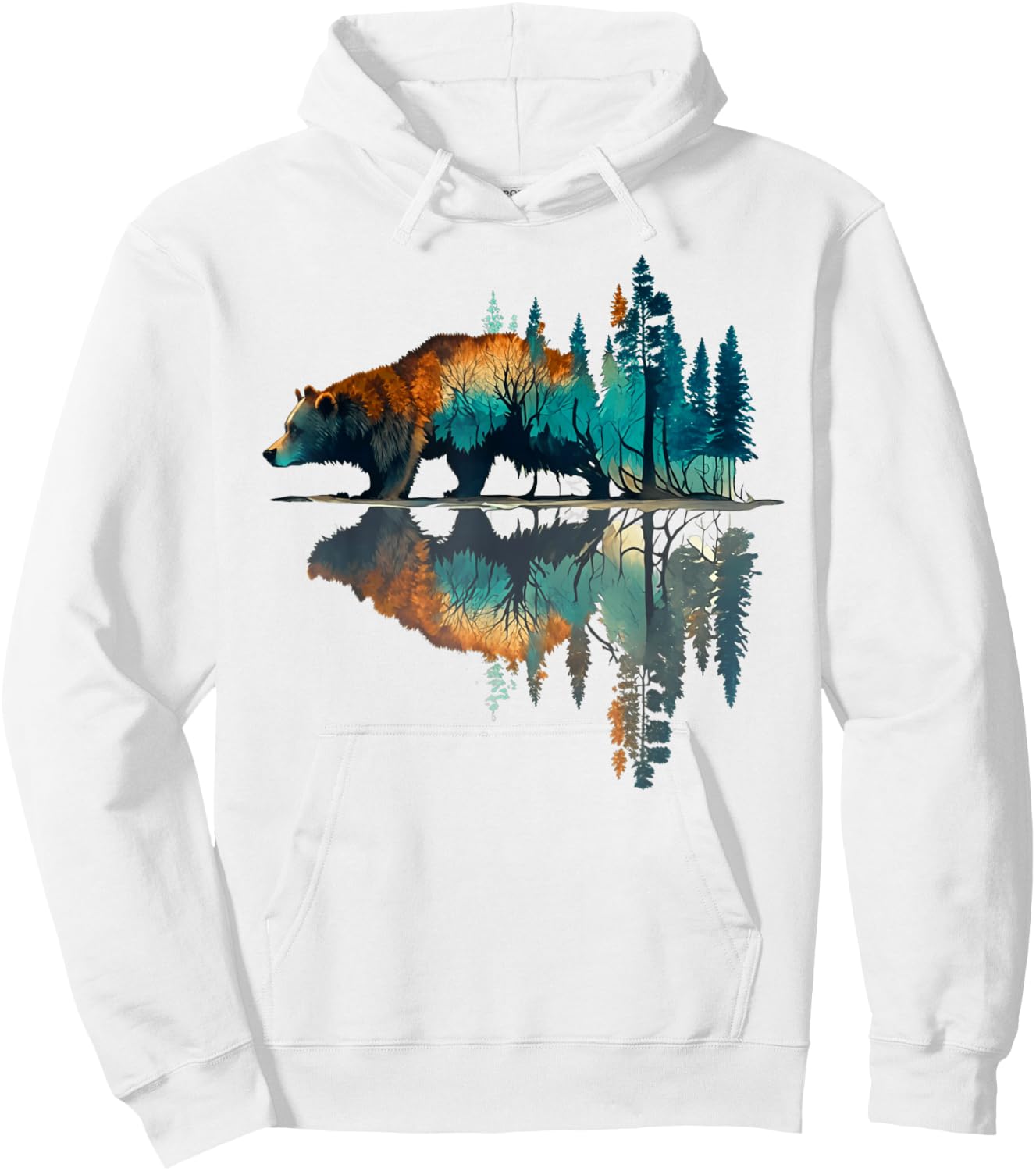 Trees Reflection Wildlife Nature Animal Bear Outdoor Forest Hoodie - Hoodie | White