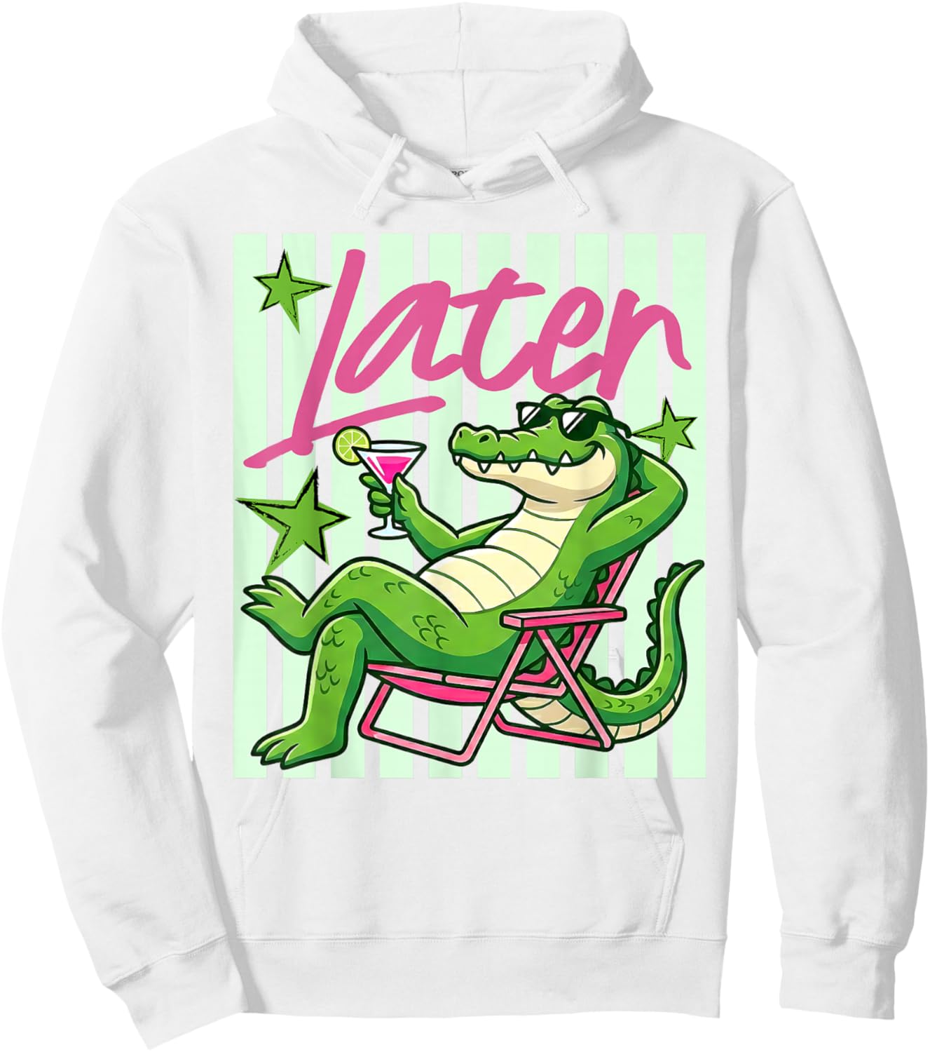 Later Gator Cute Graphic Funny Alligator Hoodie - Hoodie | White
