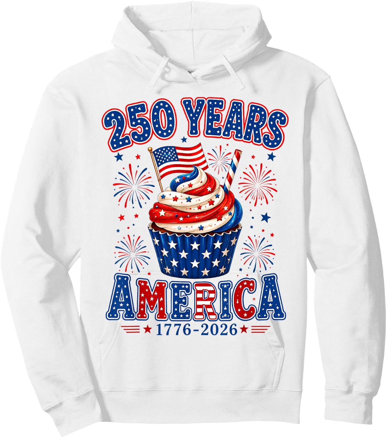 250 Years America Ice Cream Patriotic 250th Anniversary USA Hoodie - Hoodie | White