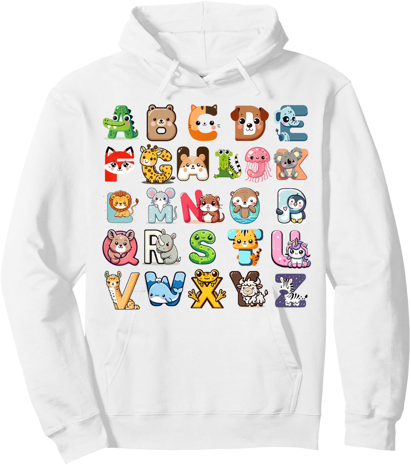 Zoo ABC Letters for Boys and Girls , White Hoodie - Hoodie | White
