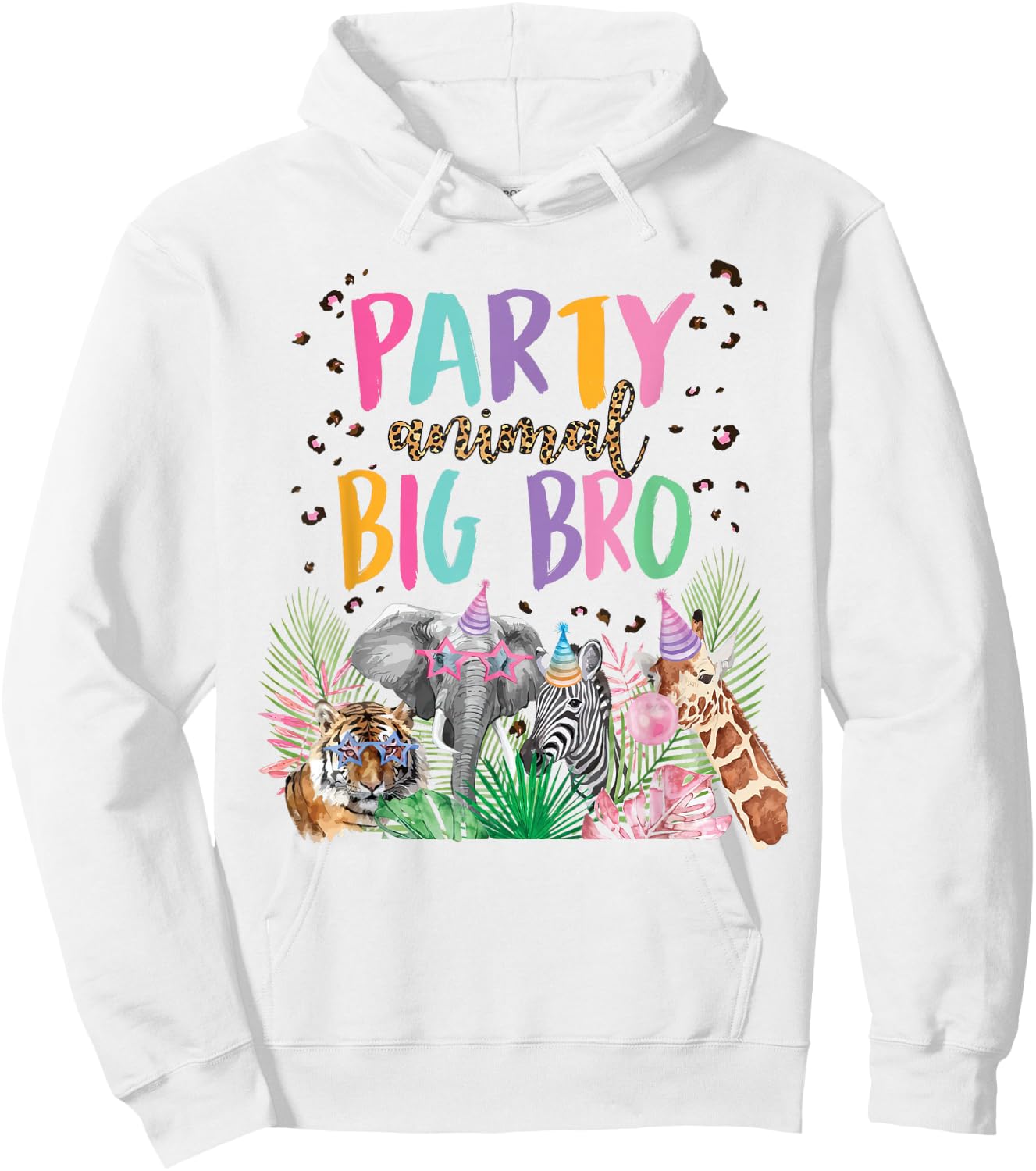 Big Bro Of The Birthday Boy Girl Zoo Theme Animal Party Hoodie - Hoodie | White