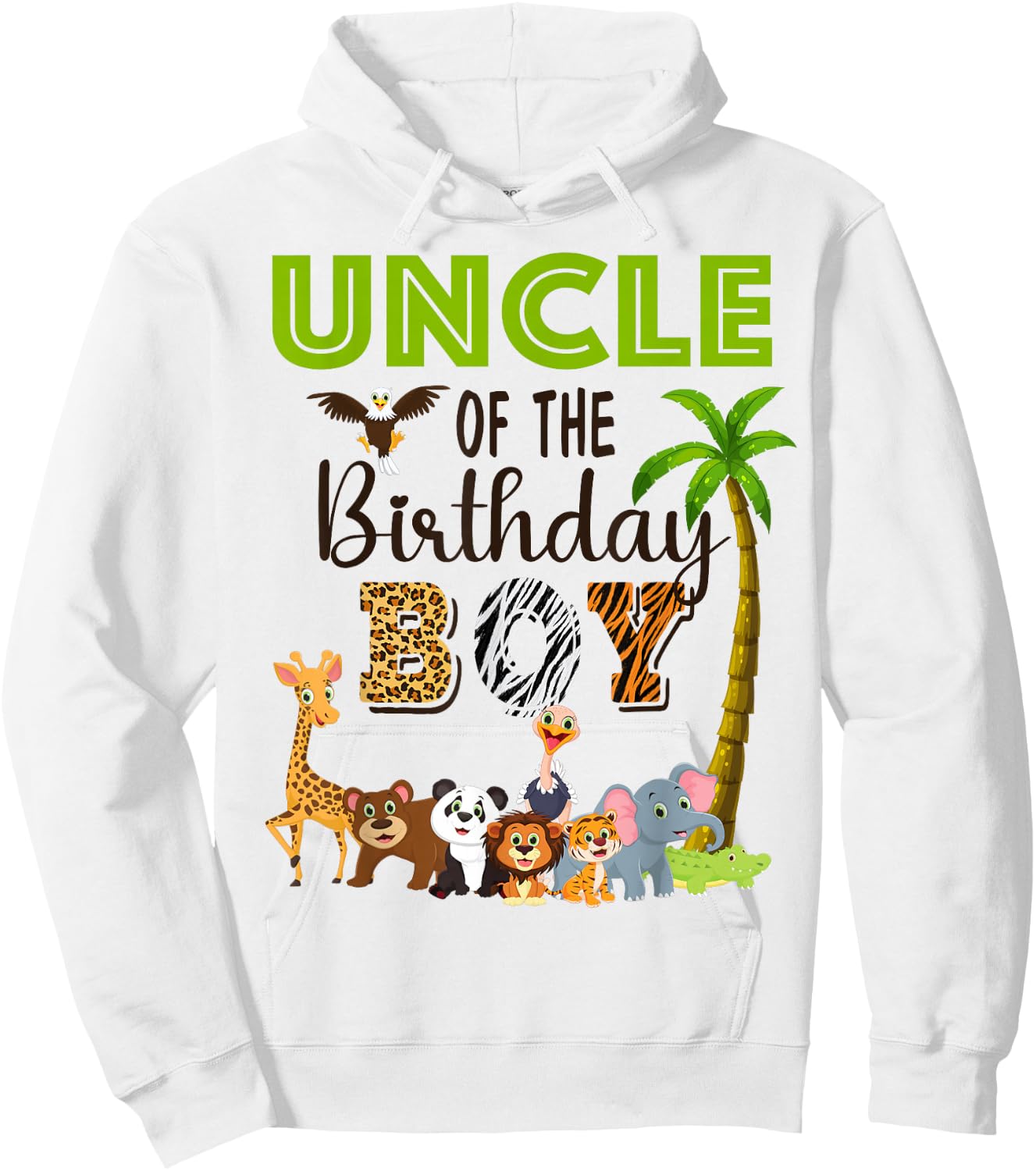 Uncle of The Birthday Boy Wild Zoo Theme Safari Party Hoodie - Hoodie | White