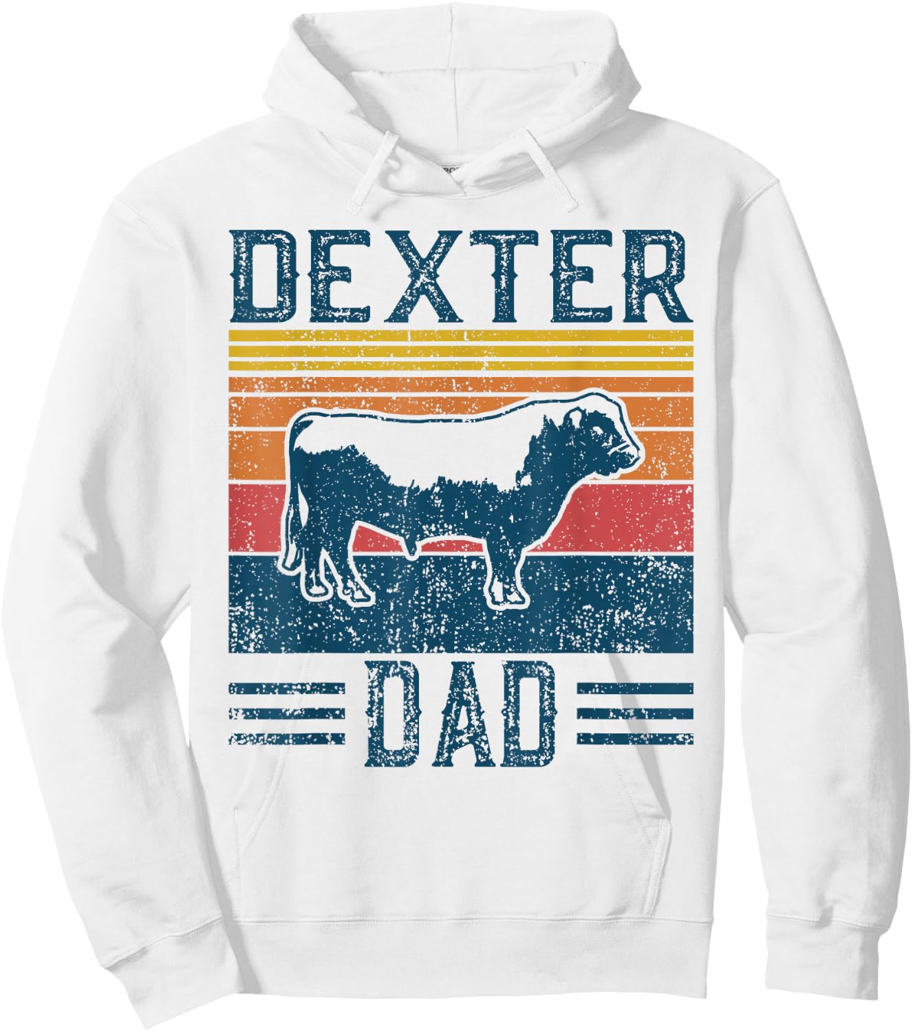 Best Cow Dad Men - Vintage Cattle Dexter Hoodie - Hoodie | White