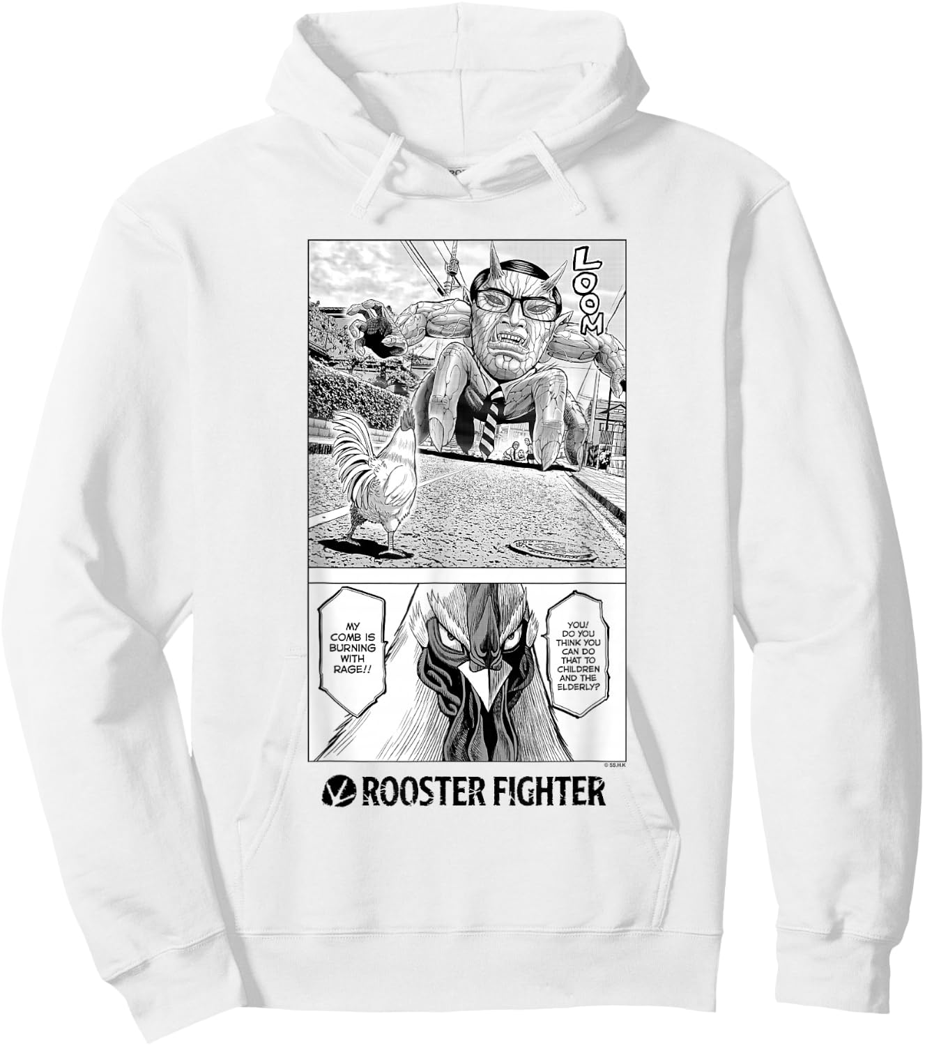 Rooster Fighter Keiji Street Fight Burning With Rage Hoodie - Hoodie | White