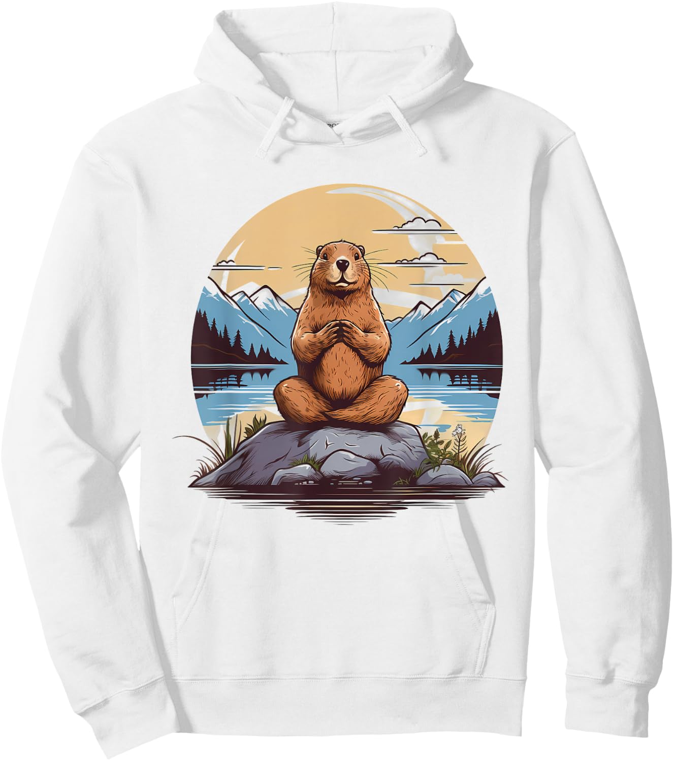 Groundhog Meditation Yoga Hoodie - Hoodie | White
