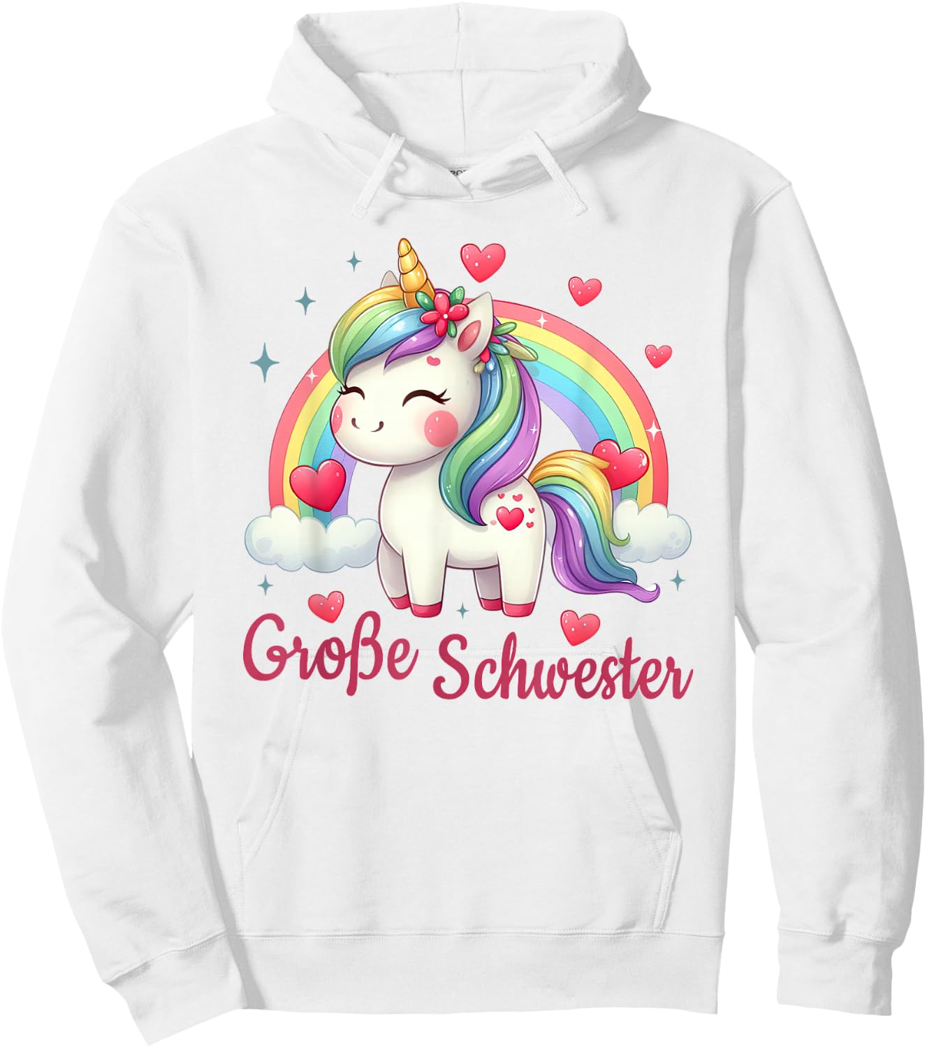 Big Sister Gifts Siblings Girls Birth Unicorn , White Hoodie - Hoodie | White