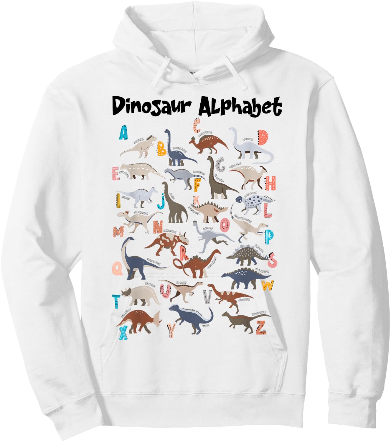 Cute Educational Types Dinosaurs Alphabet A-Z ABC Dino kids Hoodie - Hoodie | White