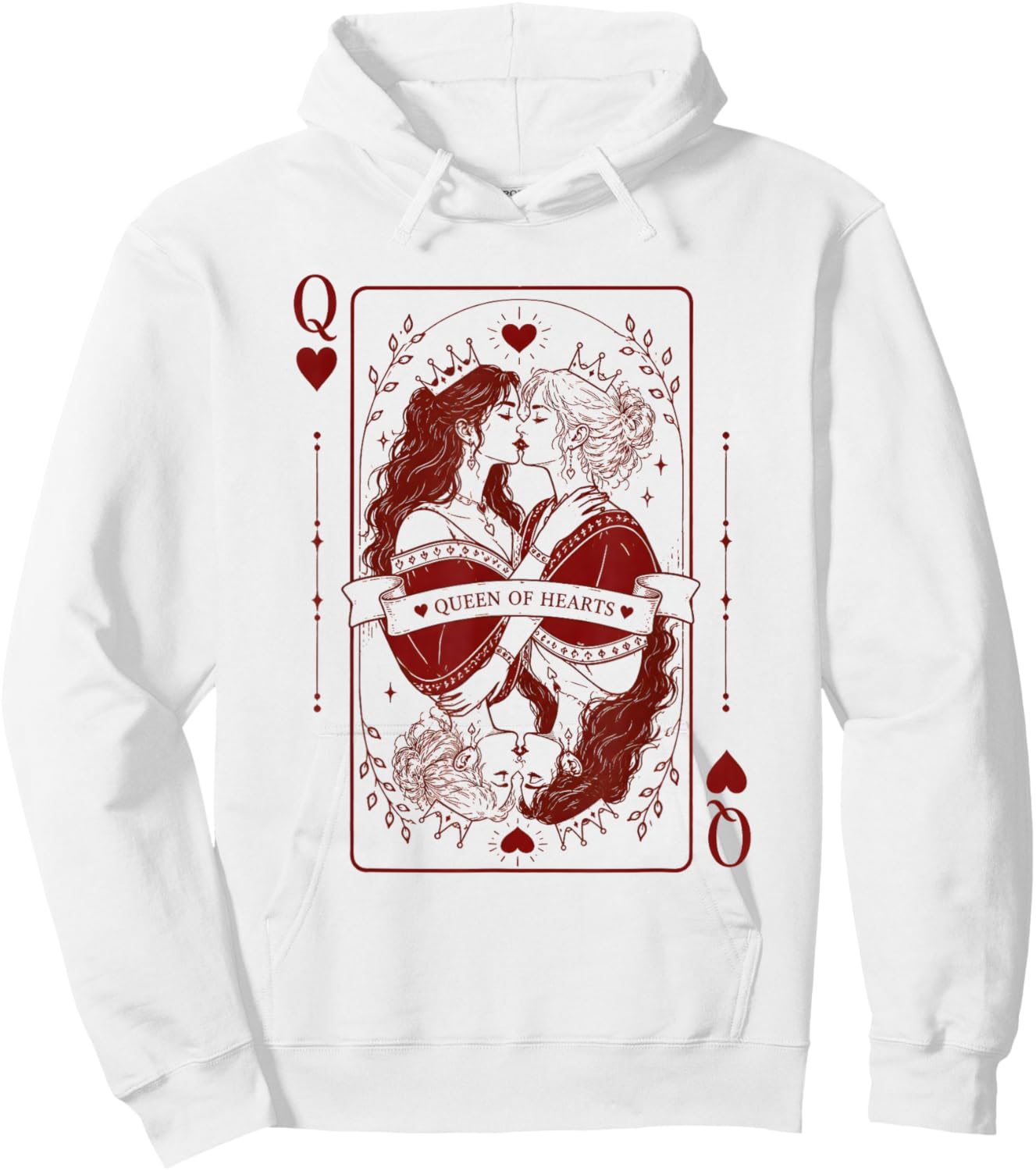 Queen of Hearts Lesbisches Pride Design | LGBTQ Gothic Roman Hoodie - Hoodie | White