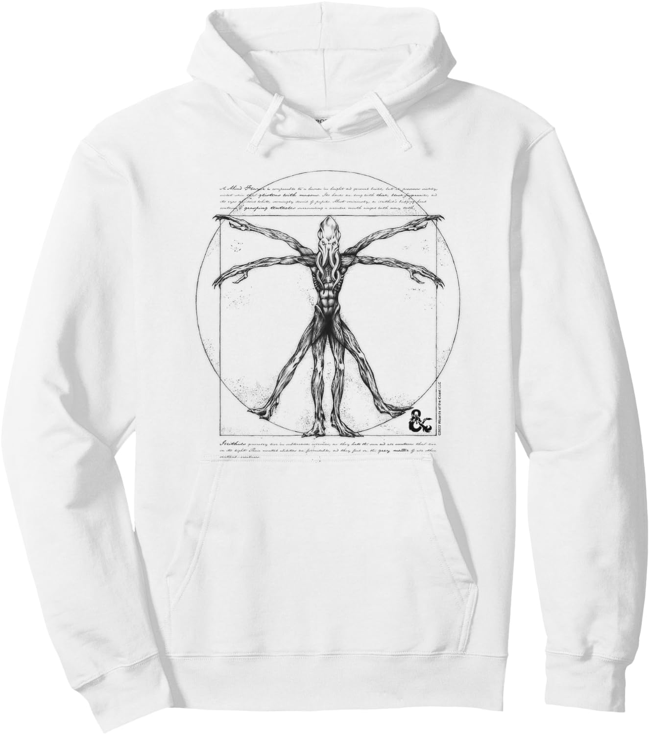Dungeons & Dragons Mind Flayer Vitruvian Man Vintage Sketch Hoodie - Hoodie | White