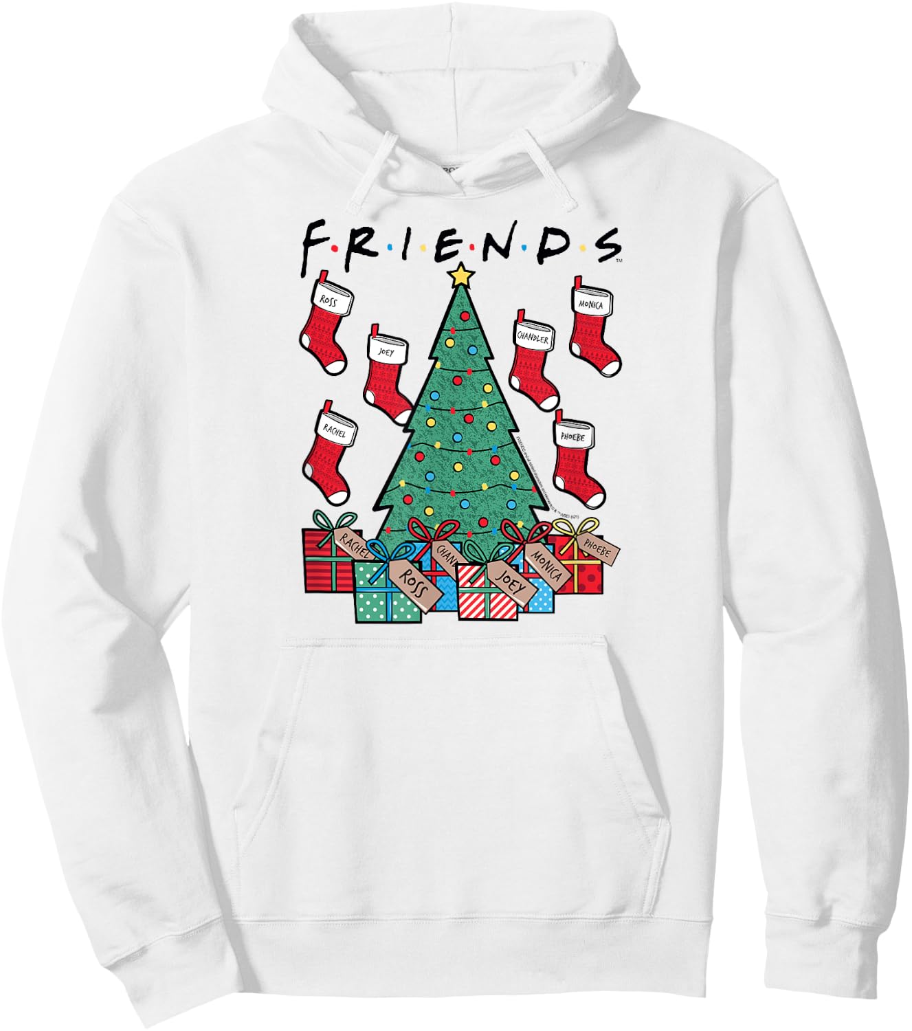 Friends Christmas Tree and Stockings Happy Holidays TV Show Hoodie - Hoodie | White