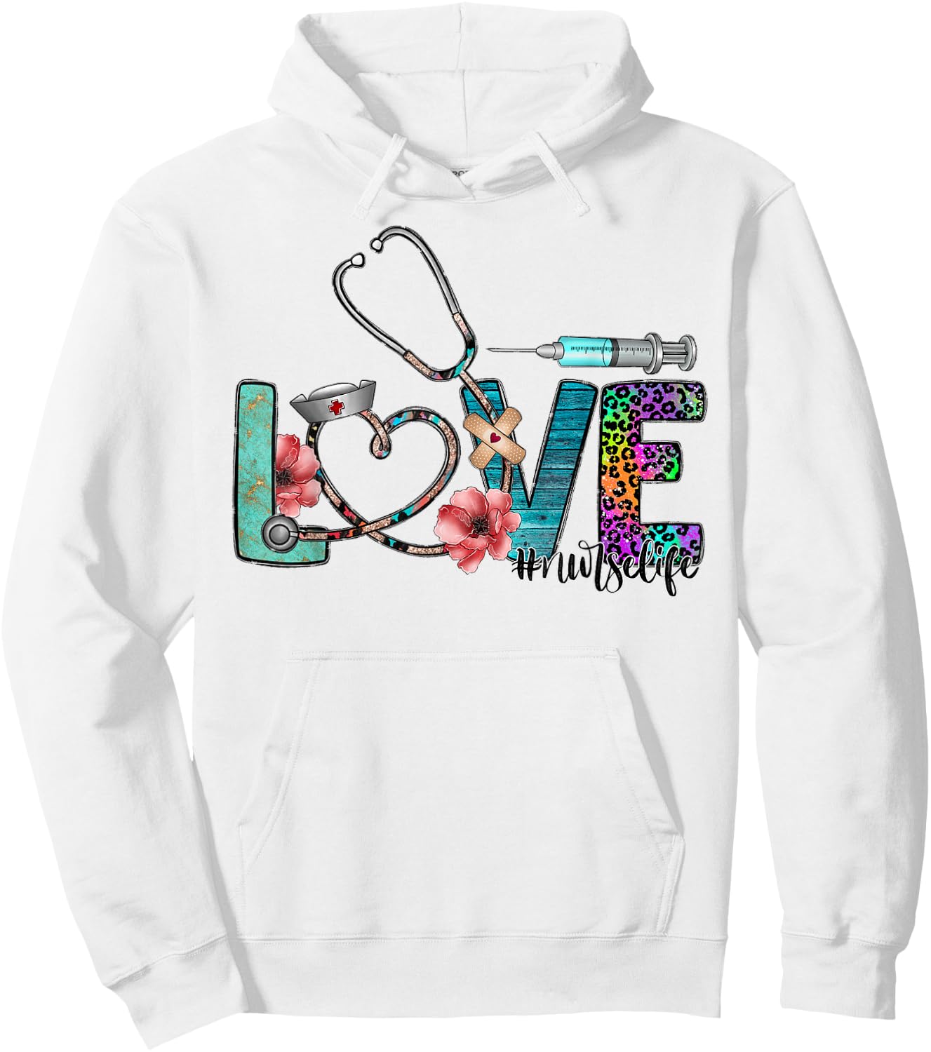 Nurse Life for Love Nurse Leopard Nurse's Week Valentine Hoodie - Hoodie | White