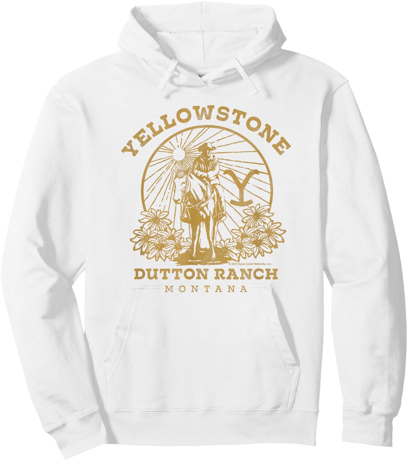 Yellowstone Dutton Ranch Solo Horseback Rider Logo V2 Hoodie - Hoodie | White