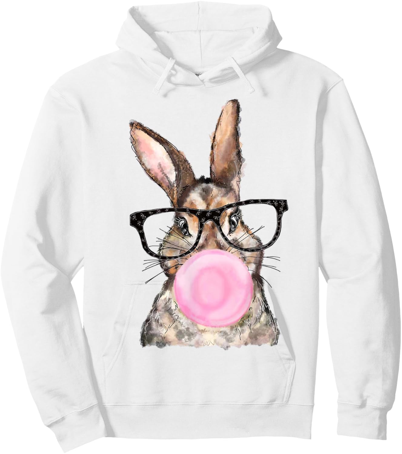 Cute Bunny Glasses Bubblegum Easter Day Girls Kids Boys Hoodie - Hoodie | White