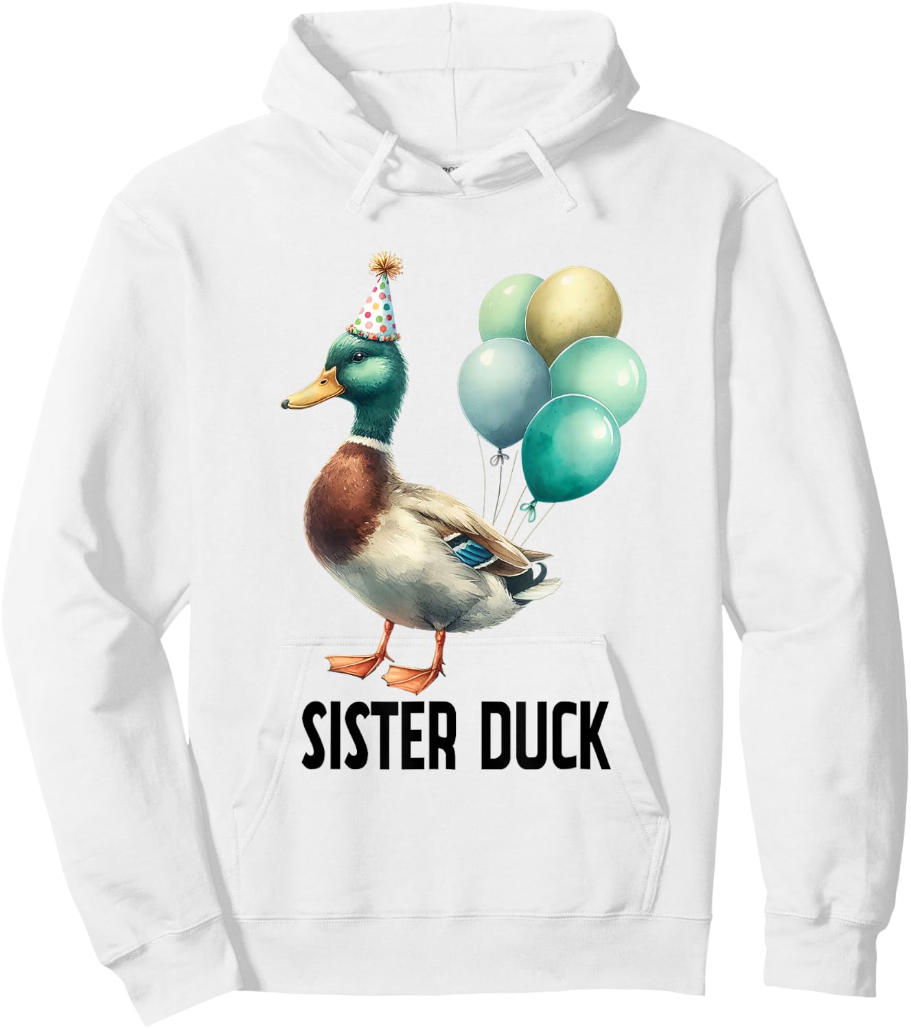 Cute Animal Birthday Sister Duck Birthday Family Matching Hoodie - Hoodie | White